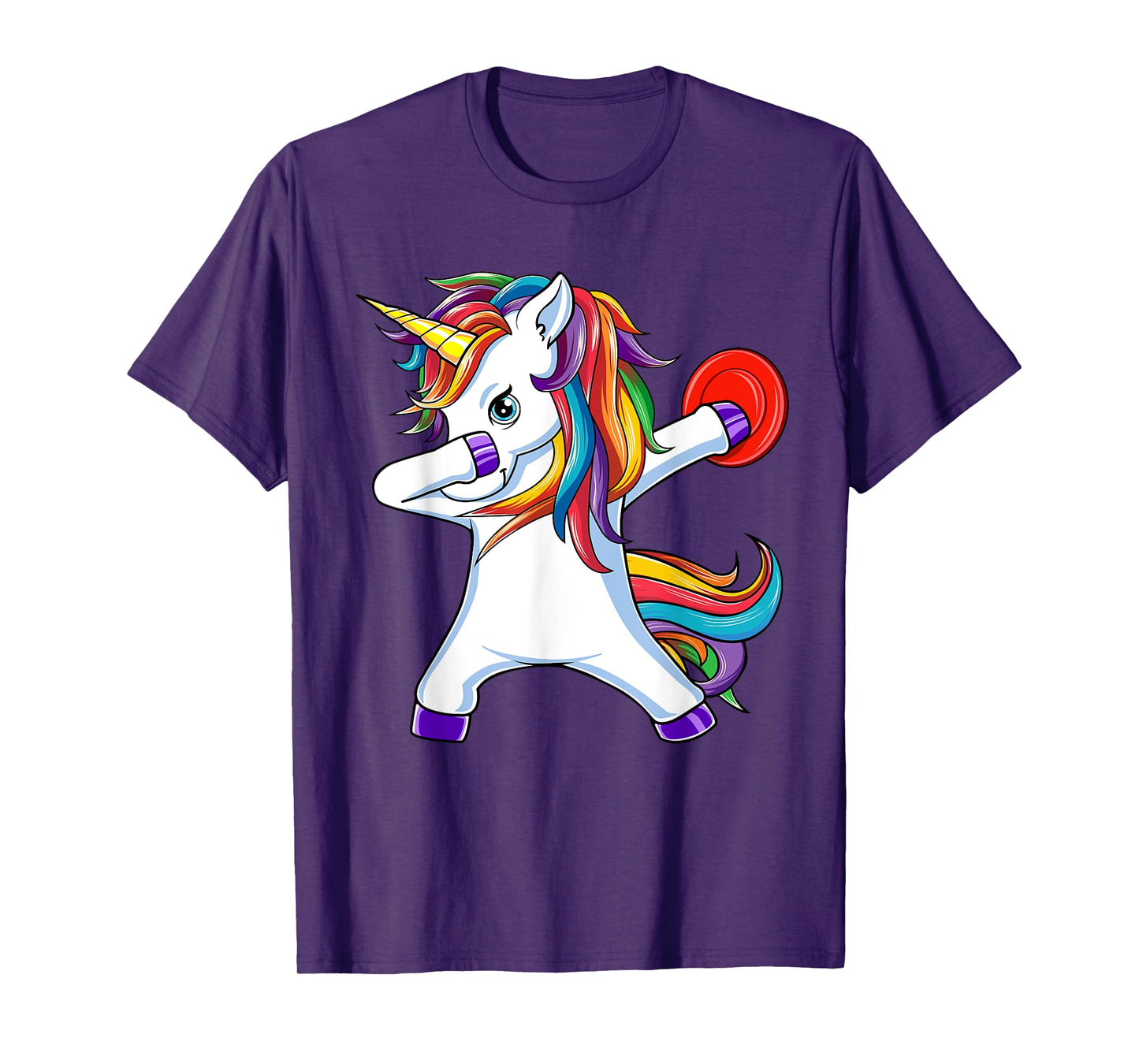 Dabbing Unicorn Funny Flying Disc Golf Player T-Shirt