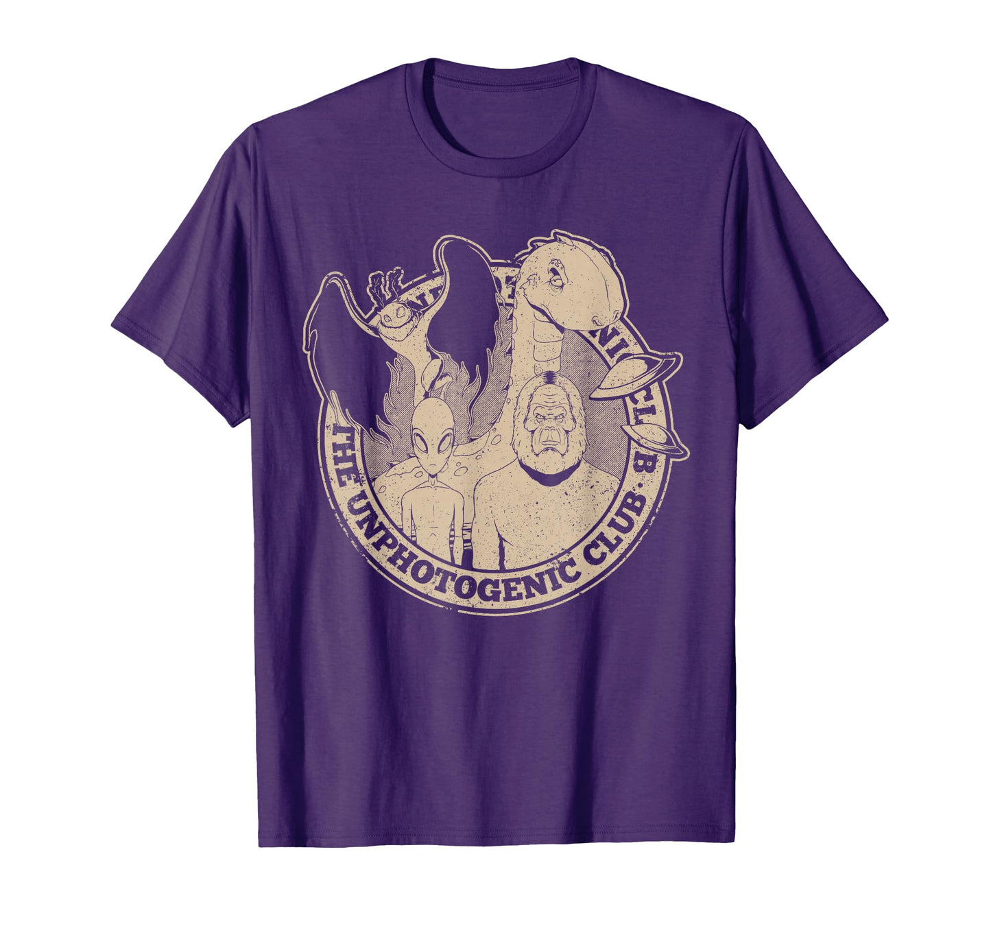 Unphotogenic Club Cryptid Alien Bigfoot Mothman Loch Ness T-Shirt