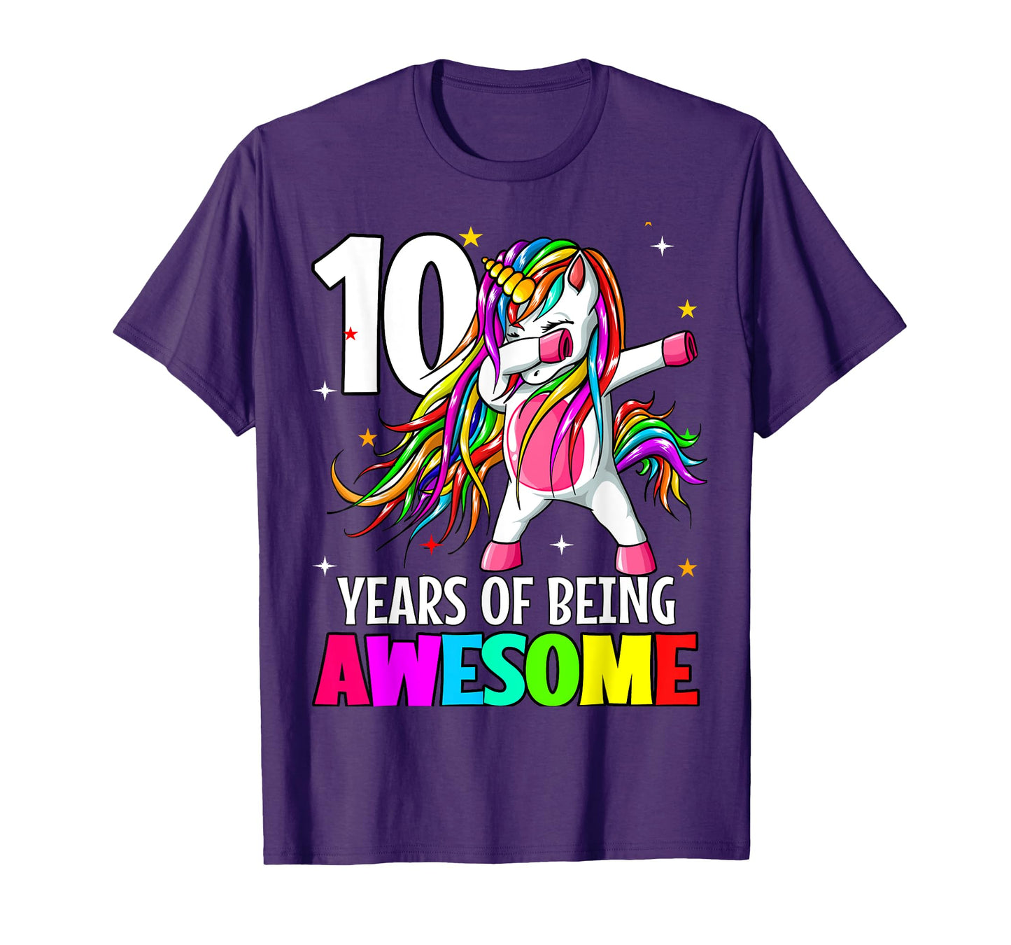 10th Birthday Dabbing Unicorn Party Gift 10 Years Old Girls T-Shirt