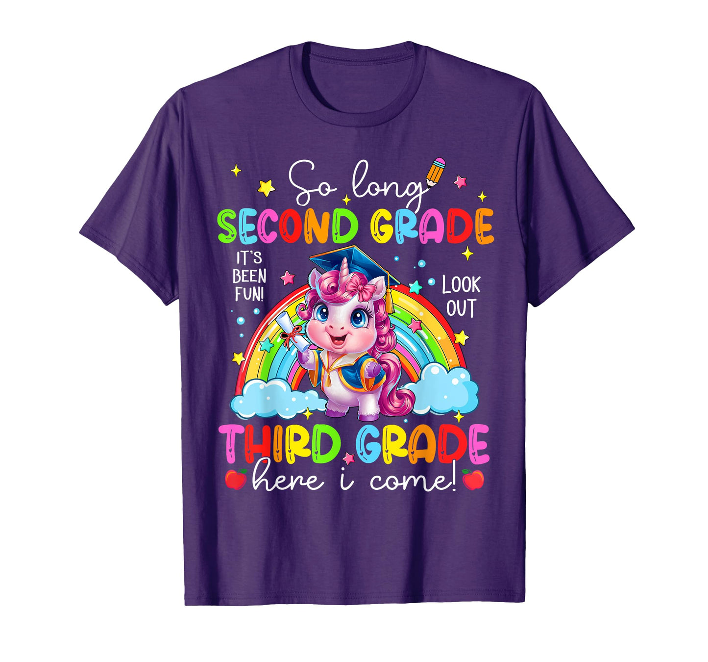 Look Out Third Grade Here I Come Unicorn Last Day Of School T-Shirt