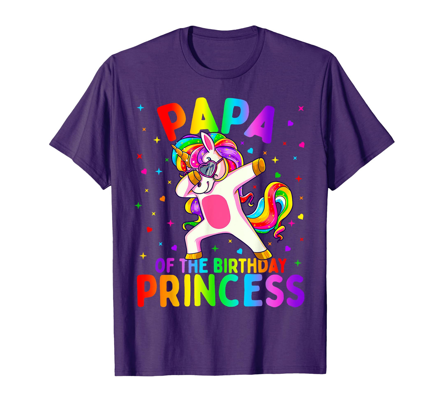 Papa of the Birthday Princess Girl Dabbing Unicorn T-Shirt