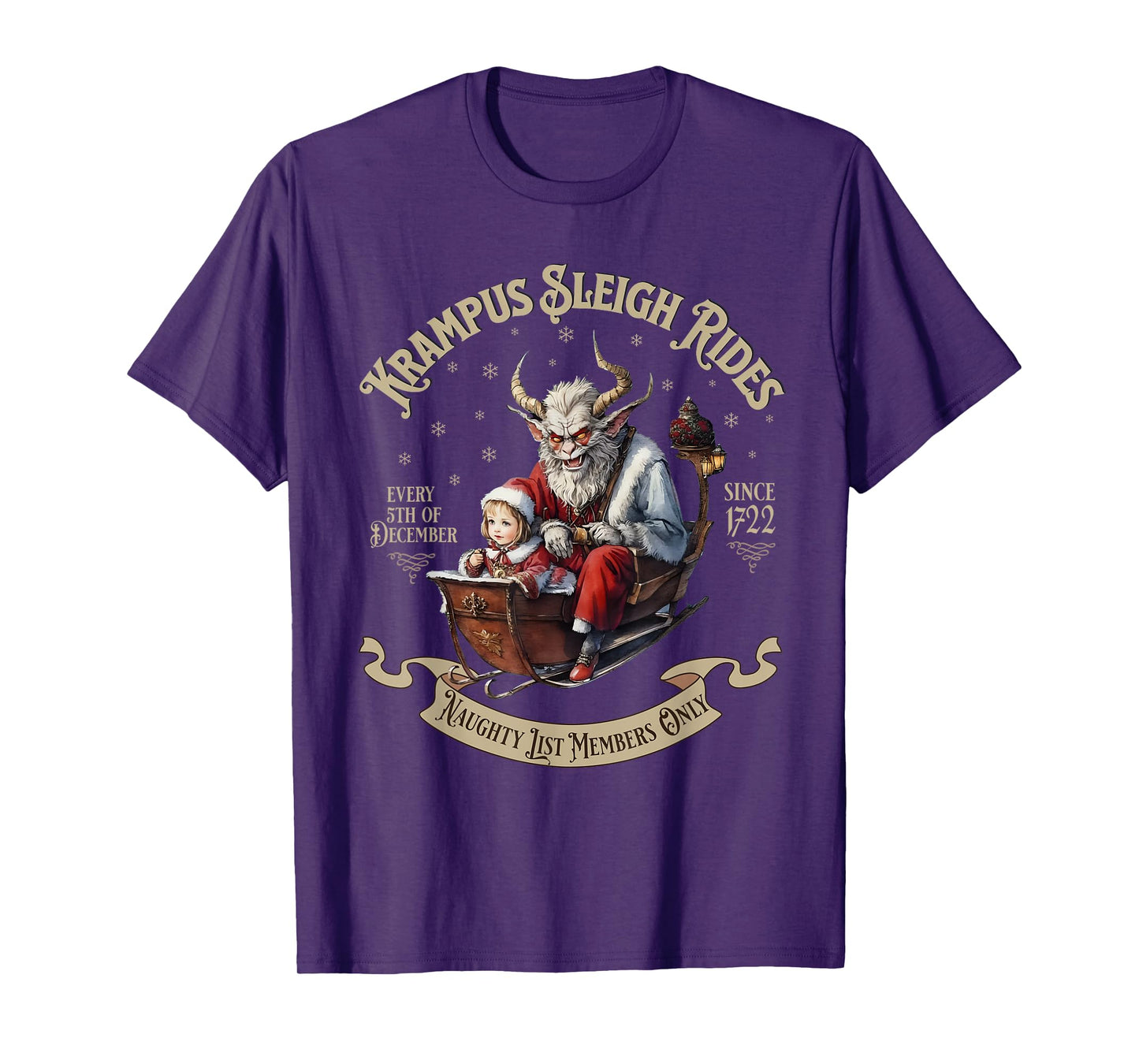 Funny Vintage Krampus Sleigh Rides Spooky Christmas Season T-Shirt
