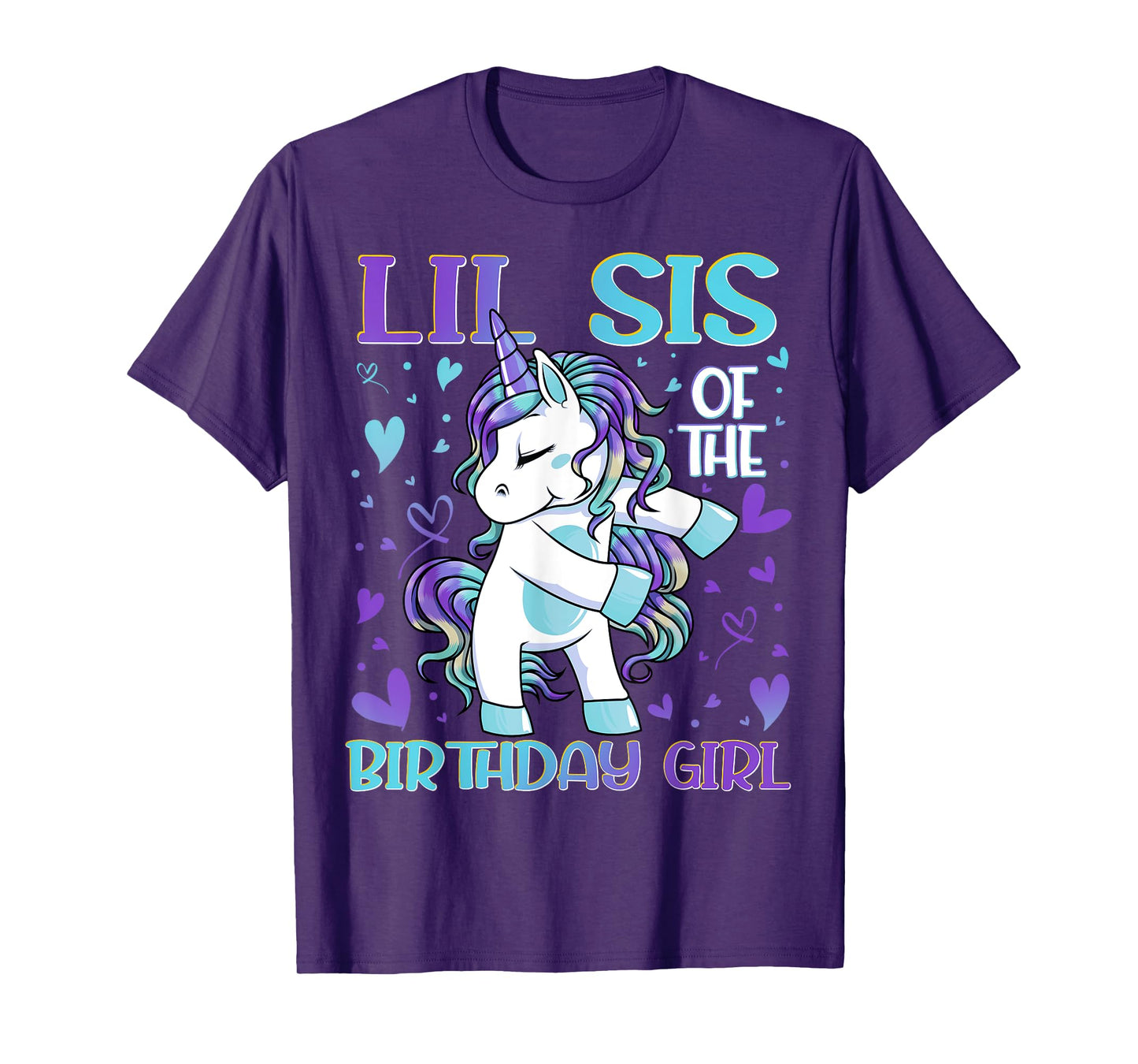 Lil Sis of the Birthday Girl Flossing Unicorn Little Sister T-Shirt