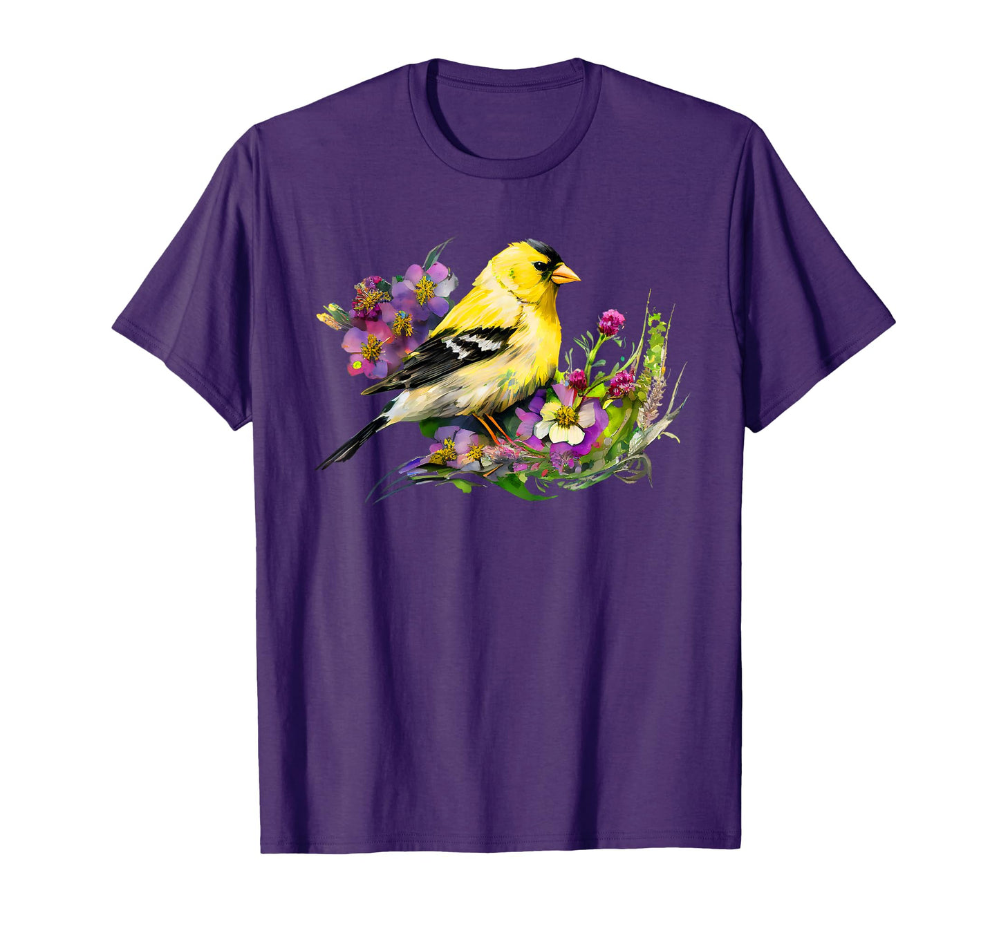 American Goldfinch Wild Backyard Birds Flower Garden Birders T-Shirt