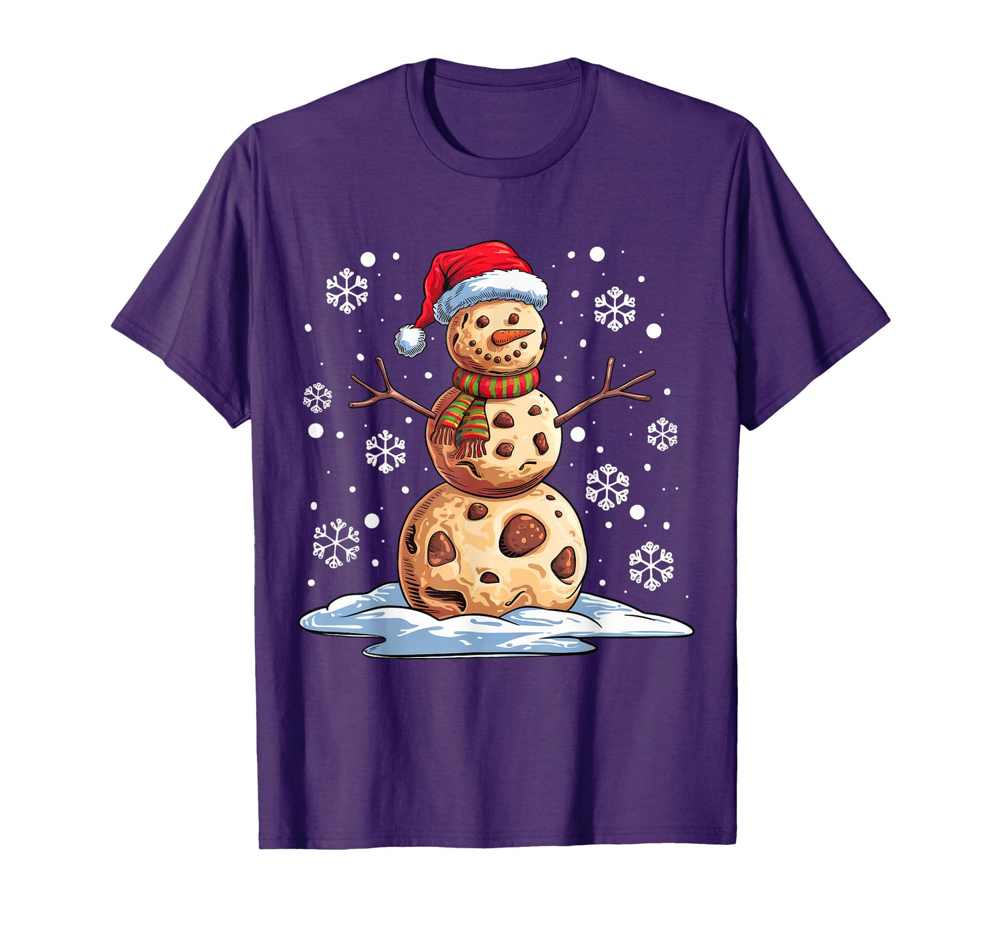 Chocolate Chip Cookies Snowman Santa Hat Christmas Funny T-Shirt