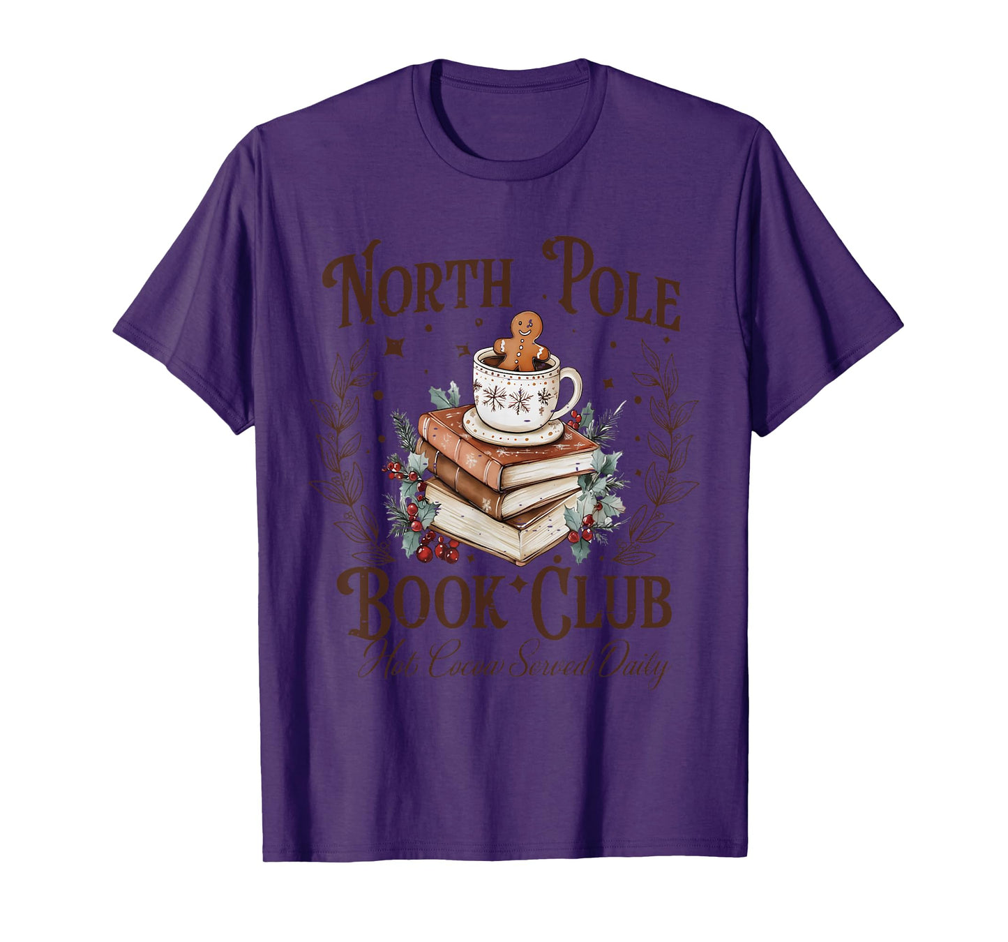 North Pole Book Club Hot Cocoa Served Daily Librarian Xmas T-Shirt