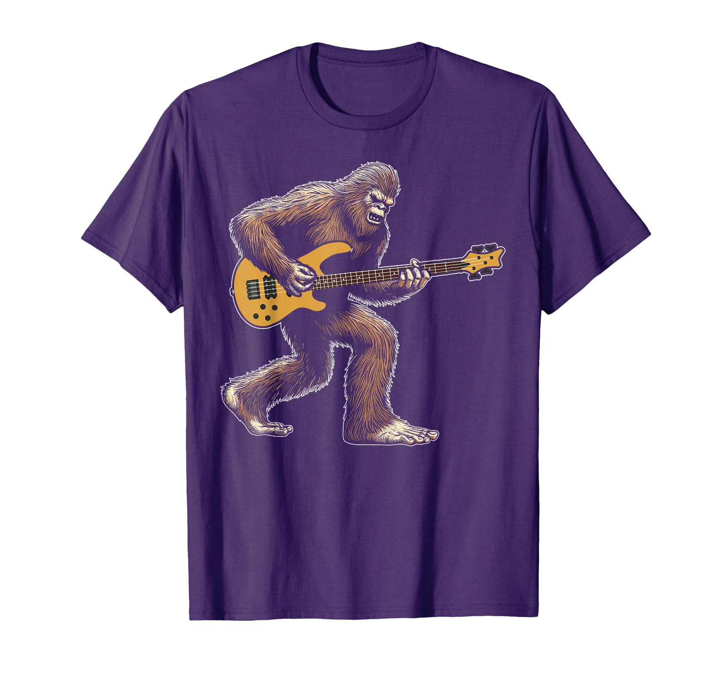 Bigfoot playing bass guitar for men women funny guitarist T-Shirt