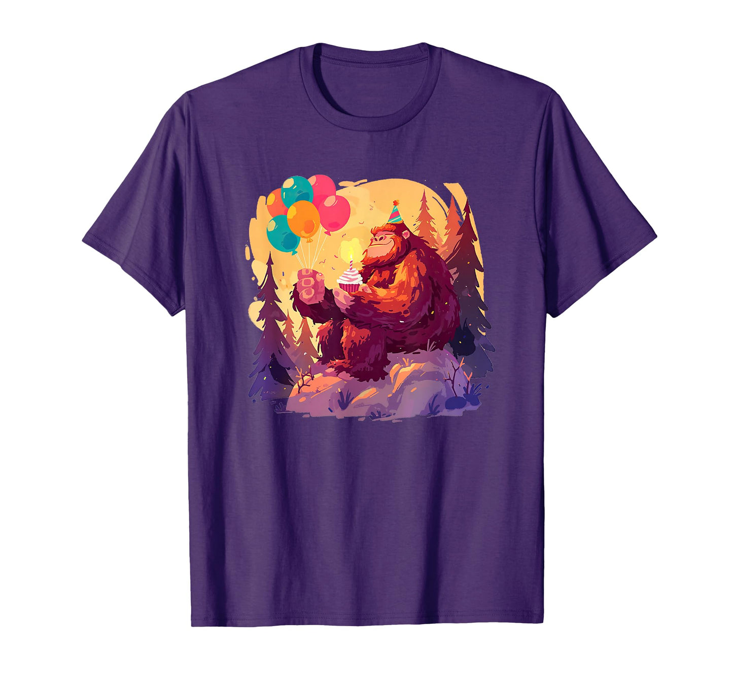 Sasquatch Birthday Party Balloon Cupcake BDay Bigfoot Theme T-Shirt