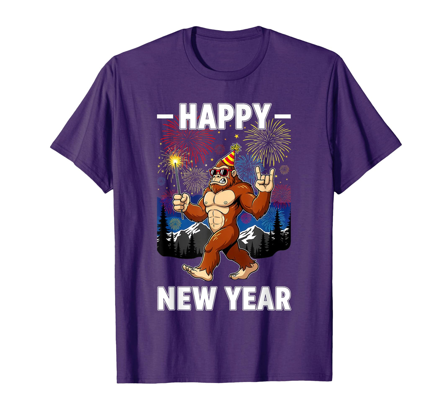 Funny Happy New Year 2026 Bigfoot Lovers New Years Eve Party T-Shirt