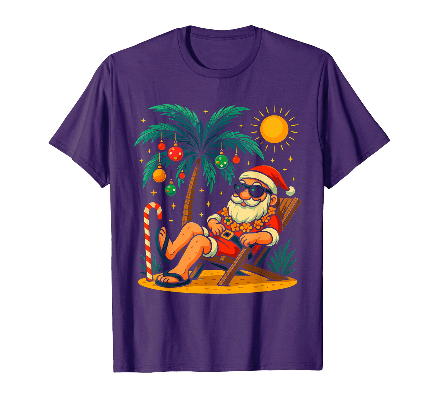 Christmas In July Palm Tree Santa Summer Hawaii Beach Xmas T-Shirt