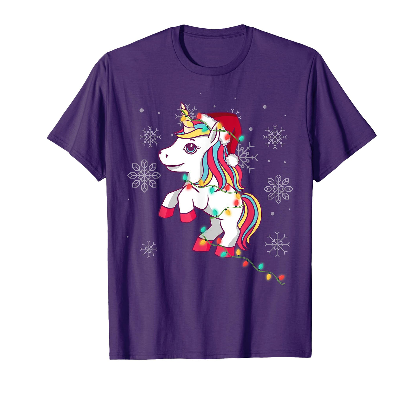 Cute Unicorn Christmas Lights for Girls and Women Christmas T-Shirt