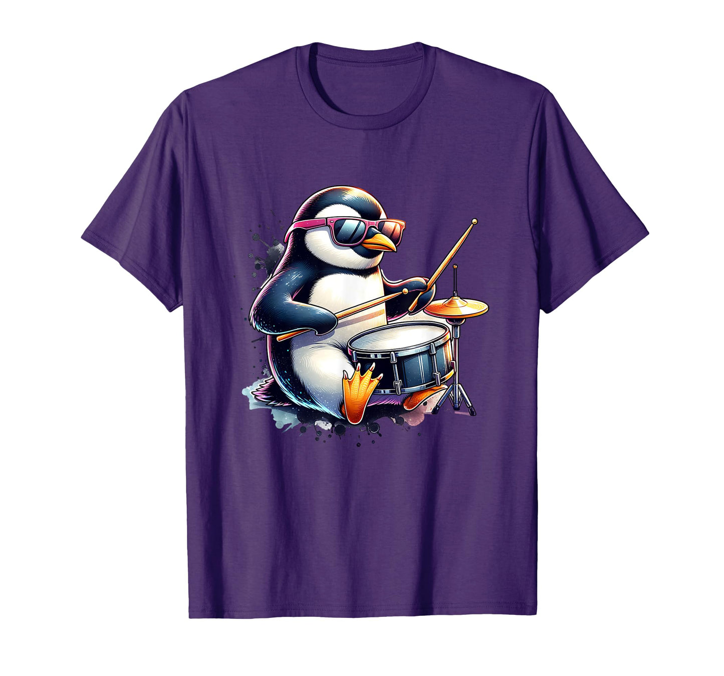 Penguin Drummer Music Rock Band With Drumsticks Playing T-Shirt