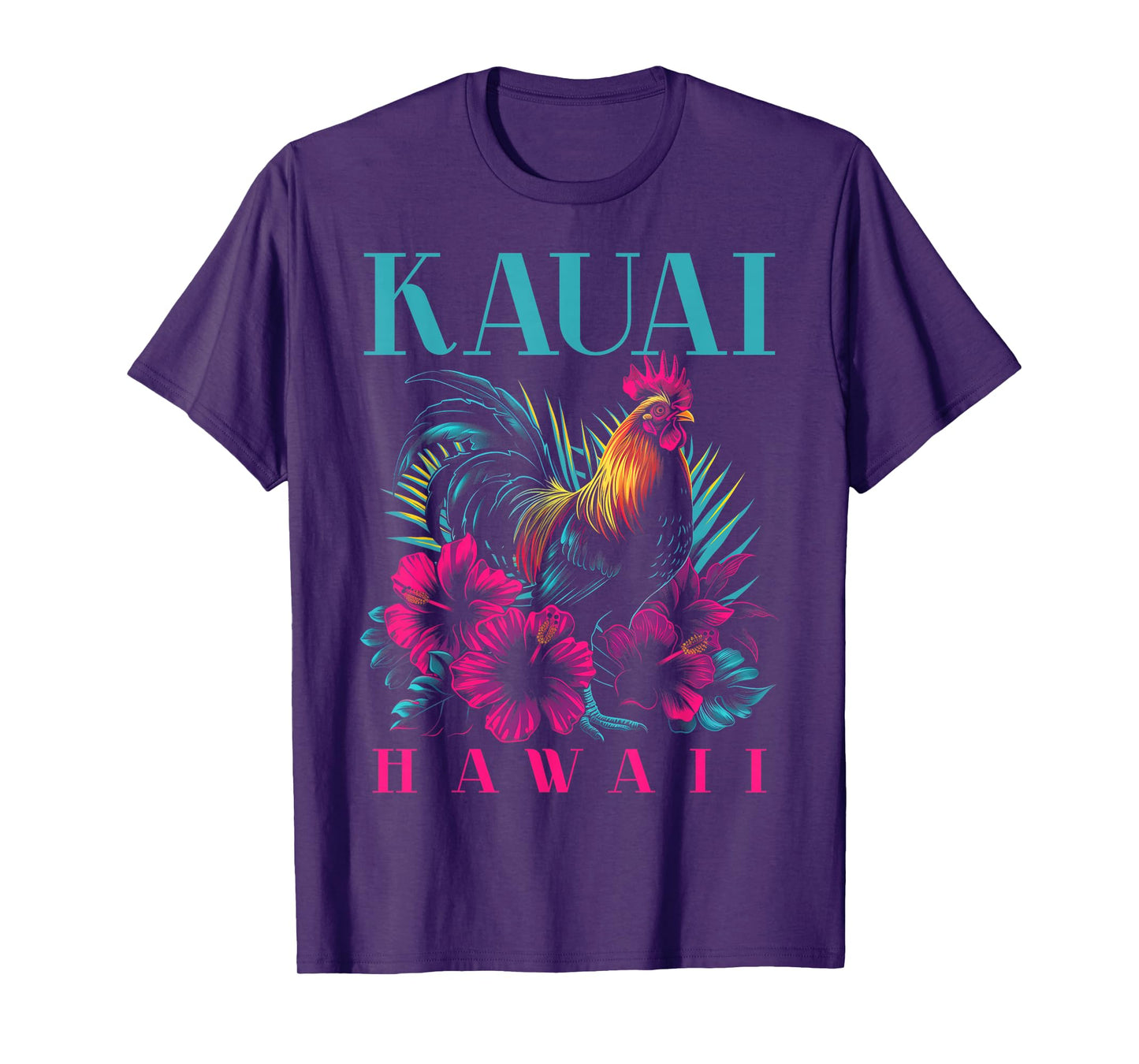 Kauai Hawaii Chicken Hawaiian Hibiscus Flowers Vintage T-Shirt