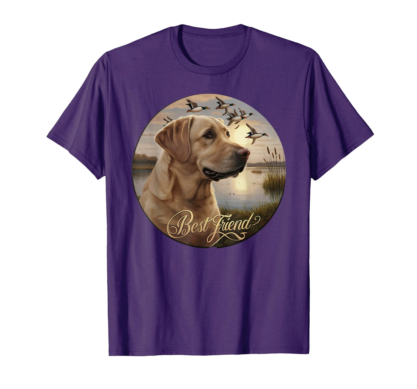 Best Friend hunting Yellow Labrador dog with ducks and geese Men Women T-Shirt