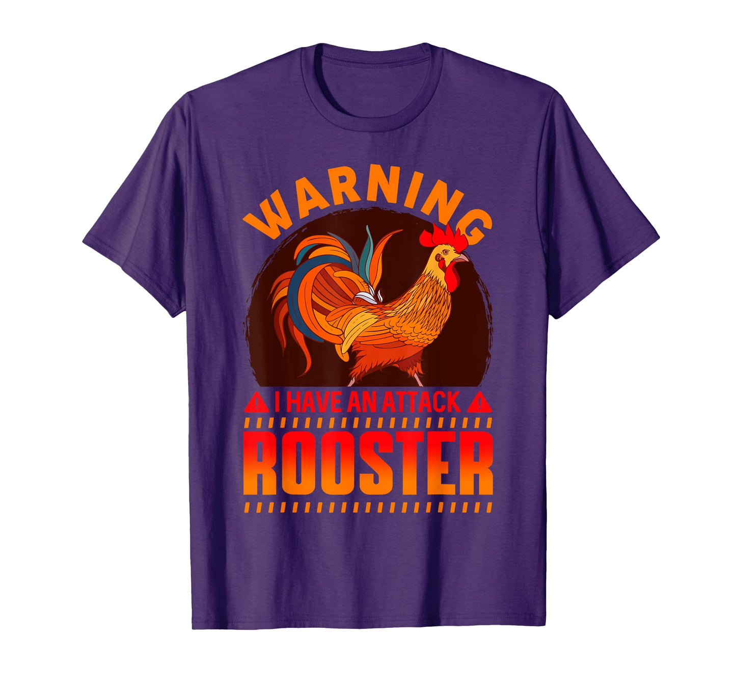 Warning Attack Rooster Look Out Funny Rooster Farm T-Shirt