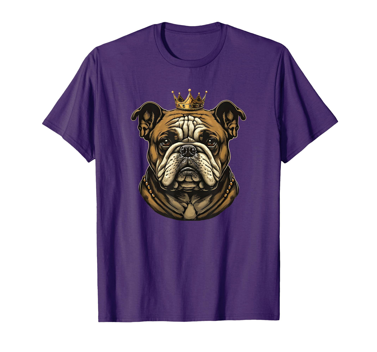Funny Bulldog Dog With Golden Crown T-Shirt for Men Women Girls Kids