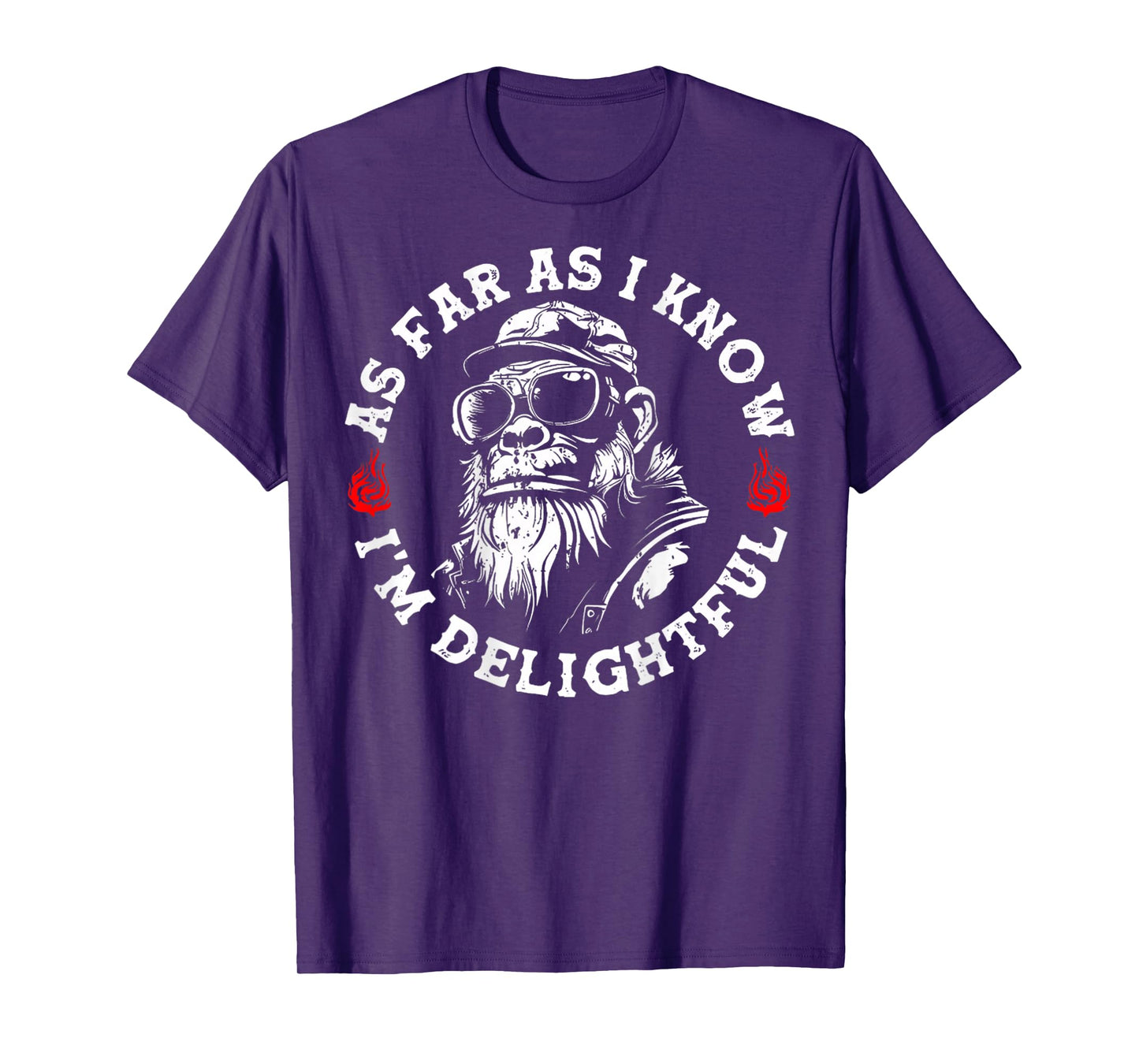 As Far As I Know I'm Delightful Funny Monkey Biker (On Back) T-Shirt
