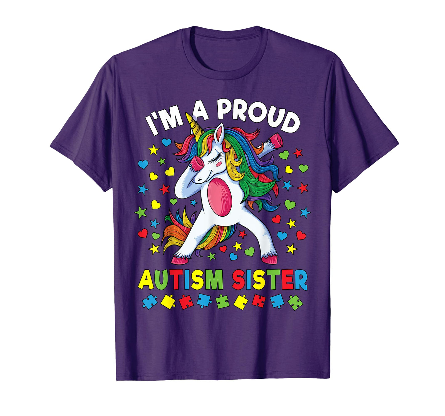 Autism Awareness Dabbing Unicorn Girl Proud Autism Sister T-Shirt