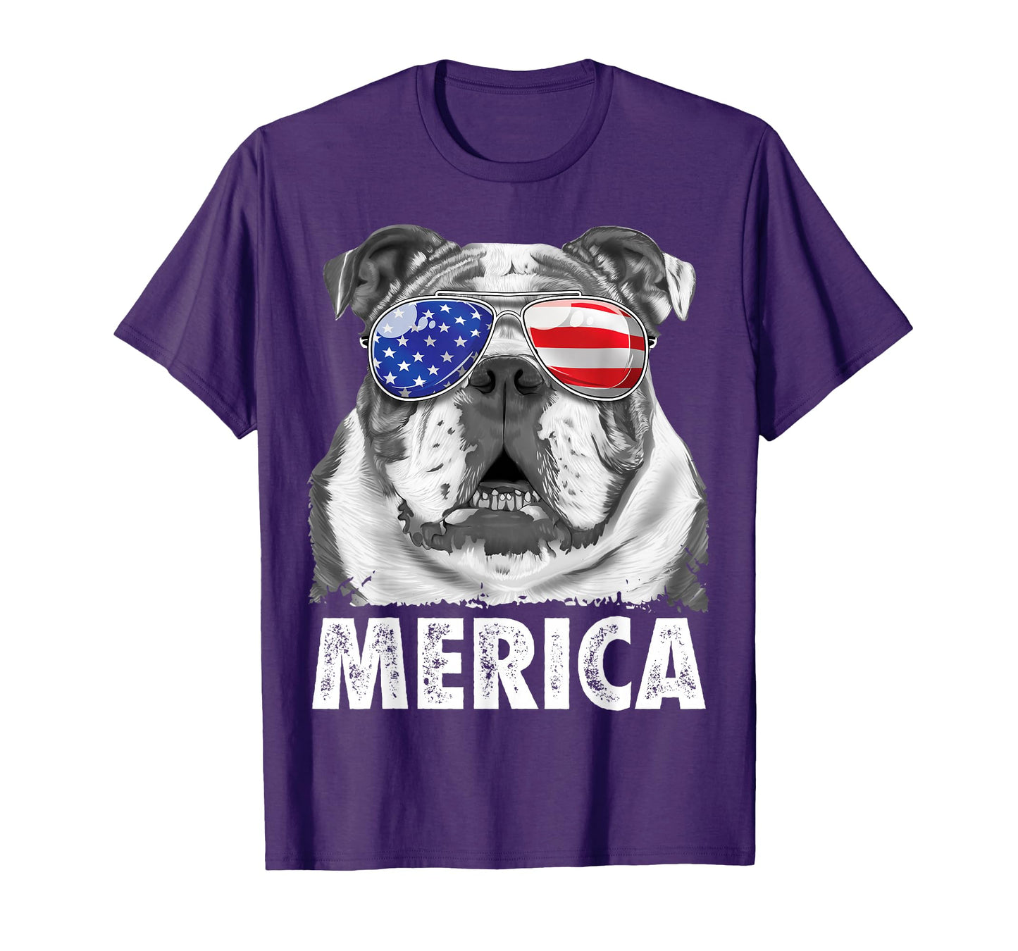English Bulldog 4th of July Merica Men Women USA Flag Retro T-Shirt