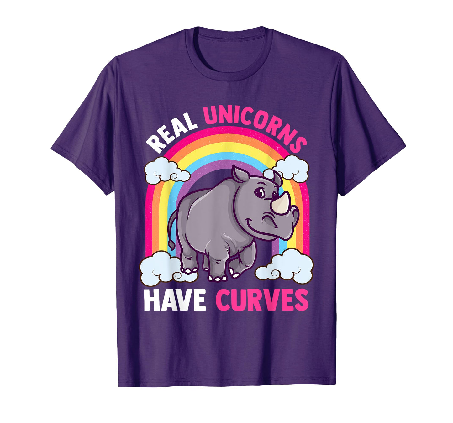 Real Unicorns Have Curves Funny Rhinoceros Animals Lover T-Shirt
