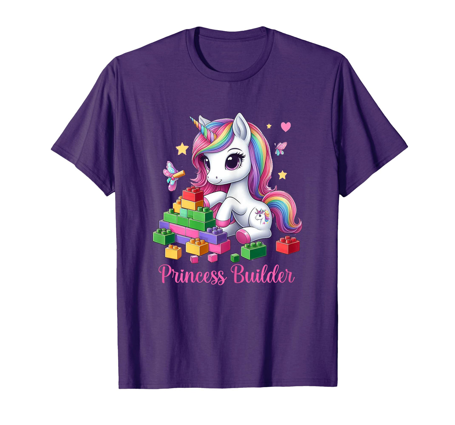Princess Builder Unicorn for Girls – Building Blocks Bricks T-Shirt