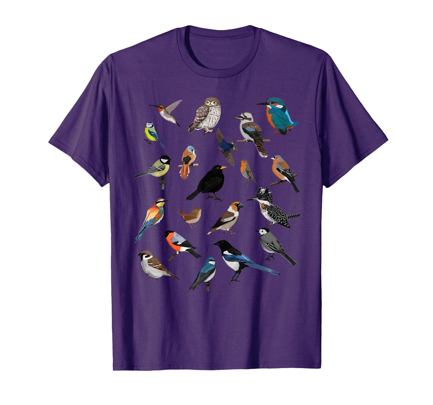 Birds Birdlover Birdwatcher Ornithologist Robin Wren Magpie T-Shirt