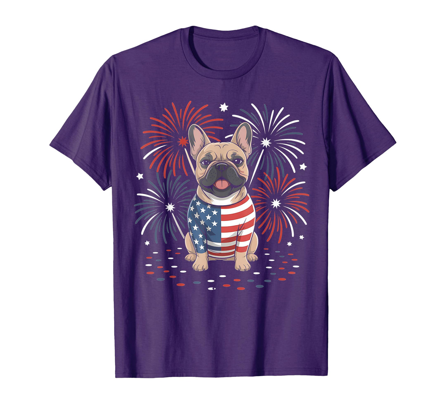 Cute French Bulldog USA American Flag Dog Lover 4th Of July T-Shirt for Men Women Kids