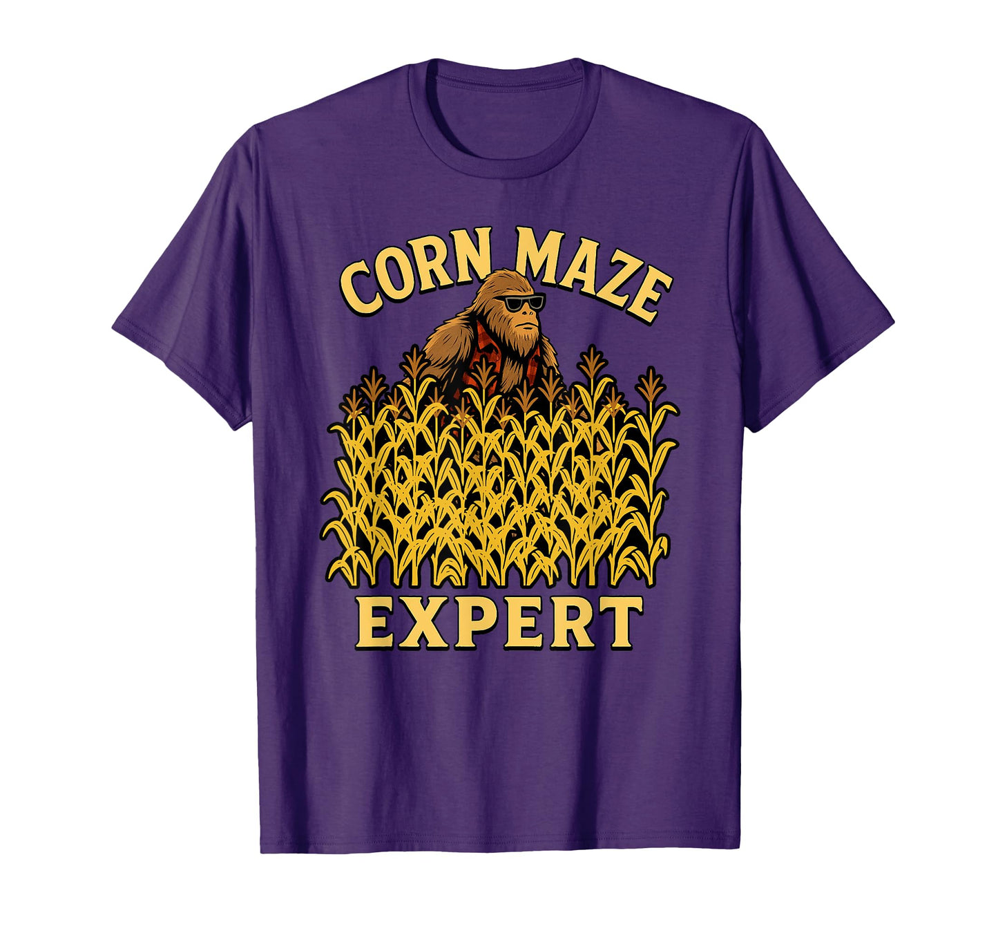 Funny Bigfoot Corn Maze Expert Fall Fun Halloween Sasquatch T-Shirt