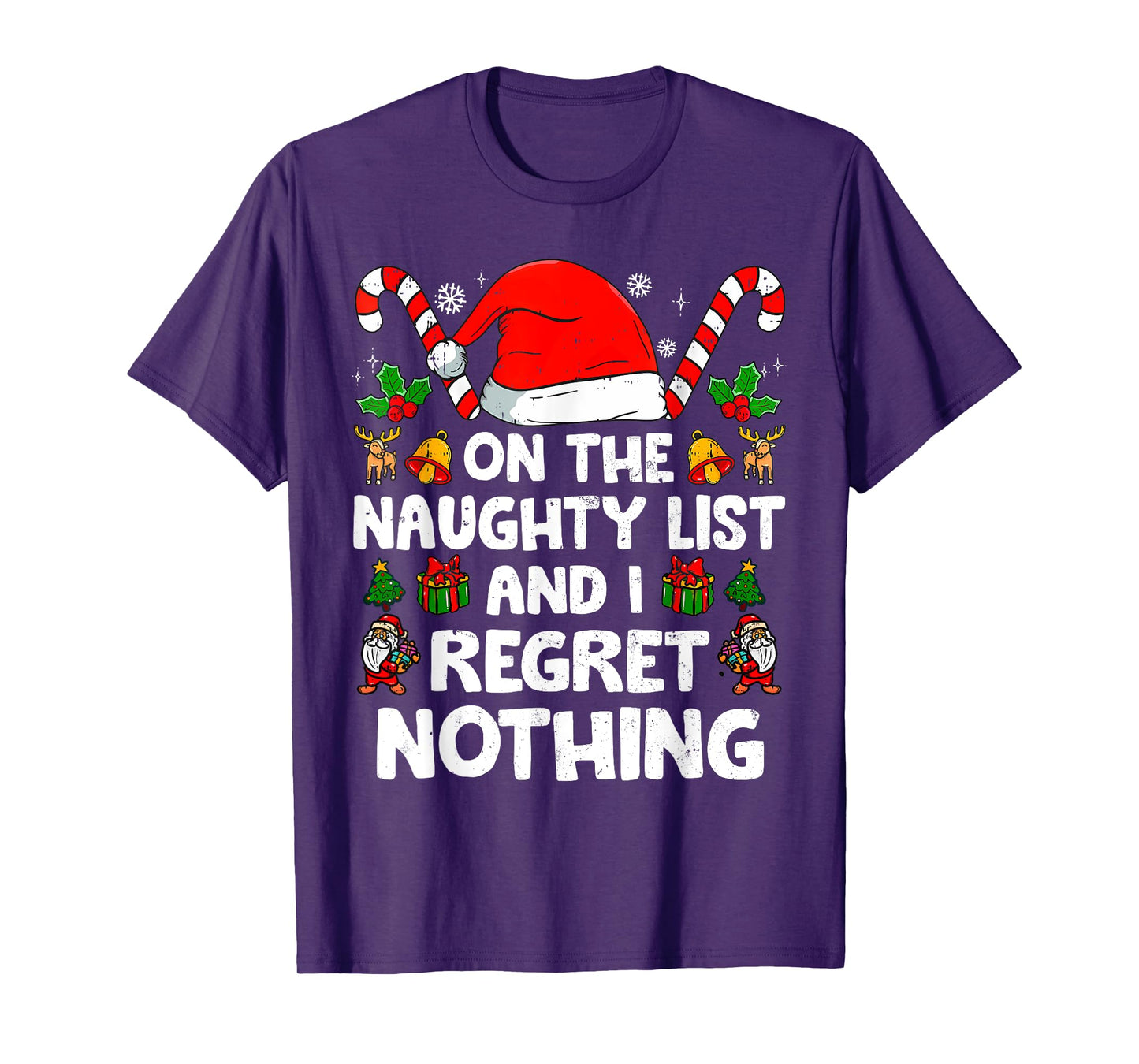 Funny On The List Of Naughty And I Regret Nothing Christmas T-Shirt
