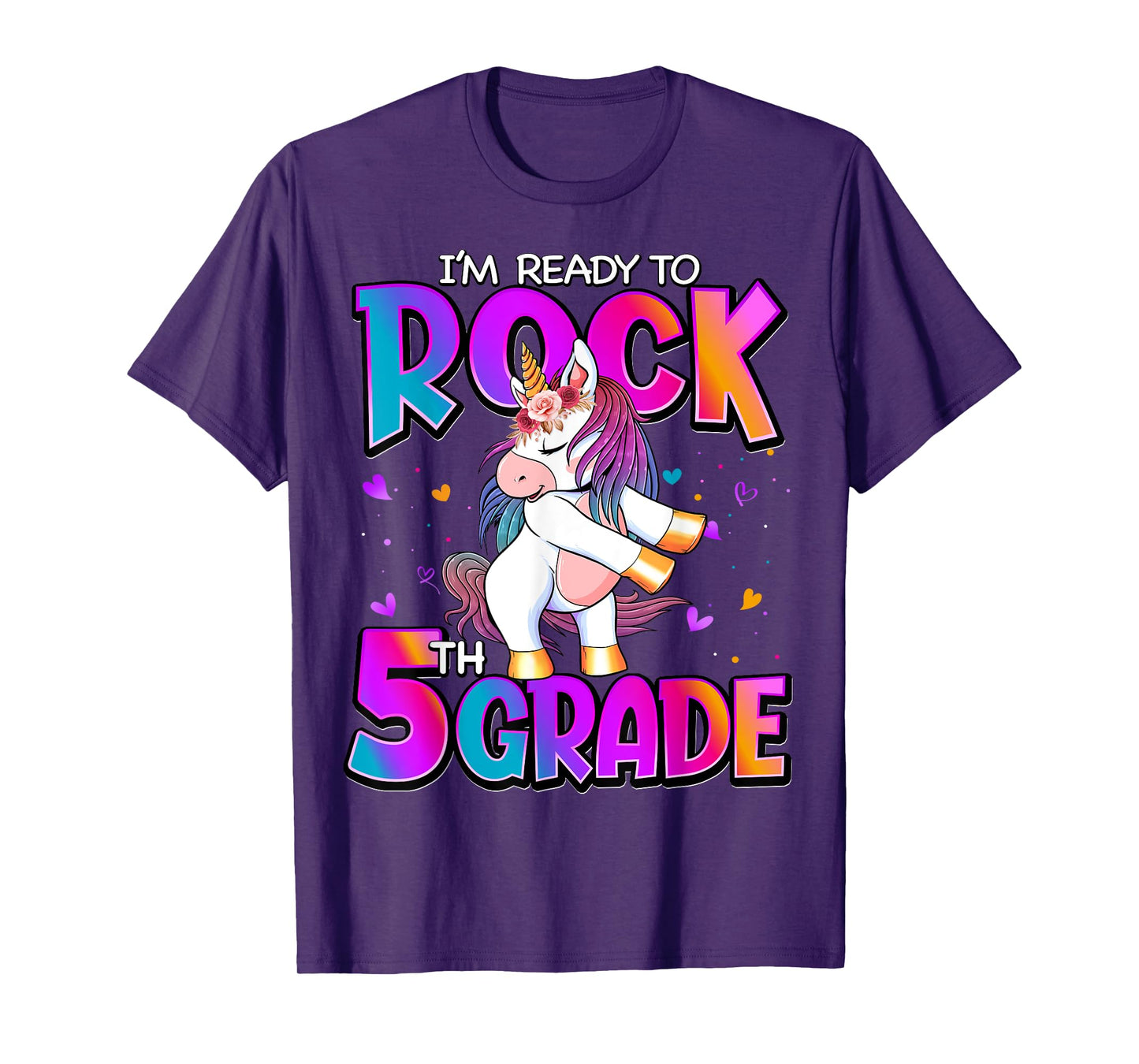 I'm Ready To Rock 5th Grade Unicorn Back To School Girls T-Shirt