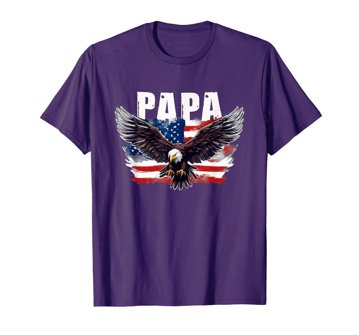 Patriotic Papa USA Flag with Eagle 4th of July Papa T-Shirt for Men