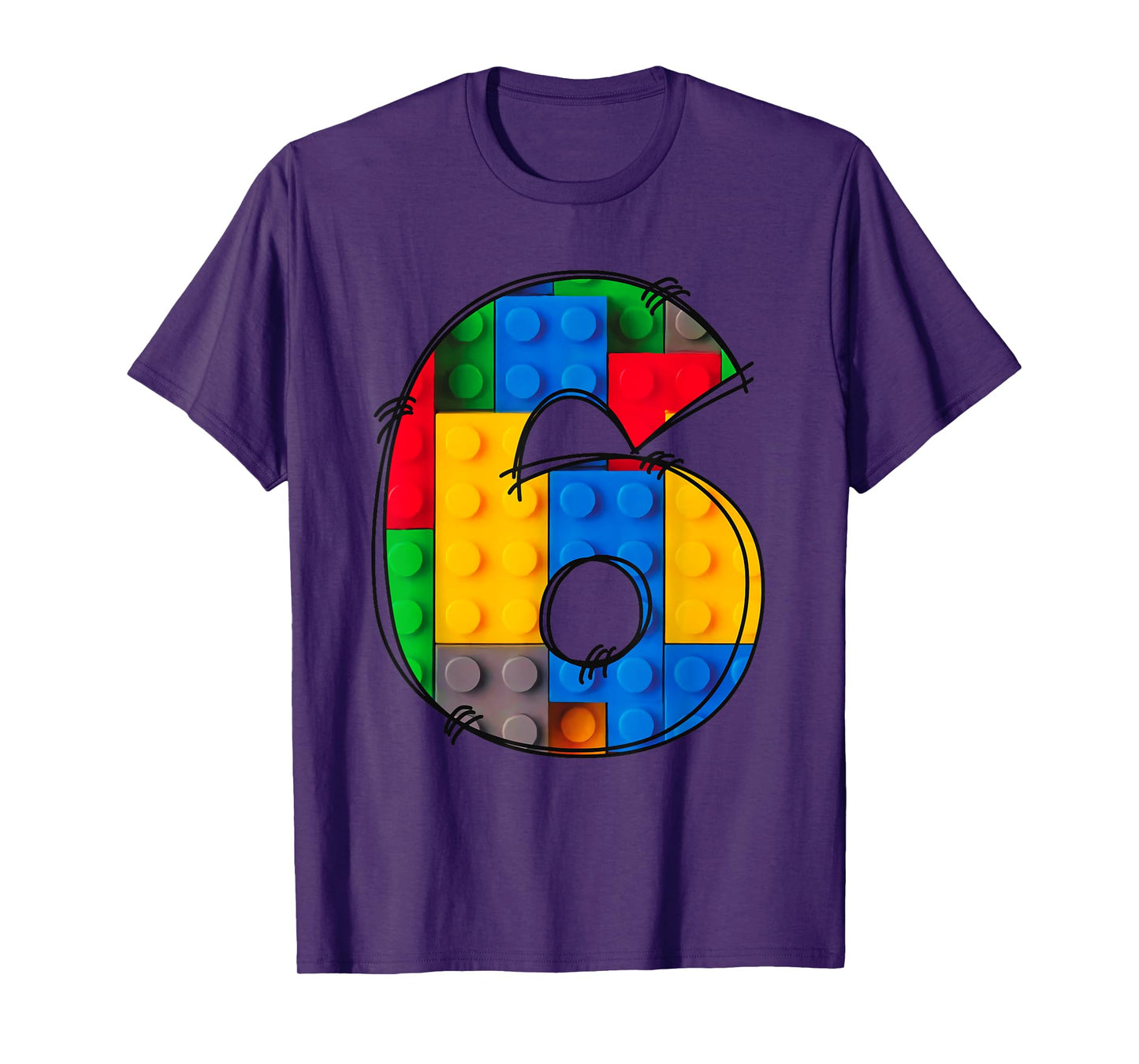 6 Year Old Blocks Building Master Builder 6th Birthday Kids T-Shirt