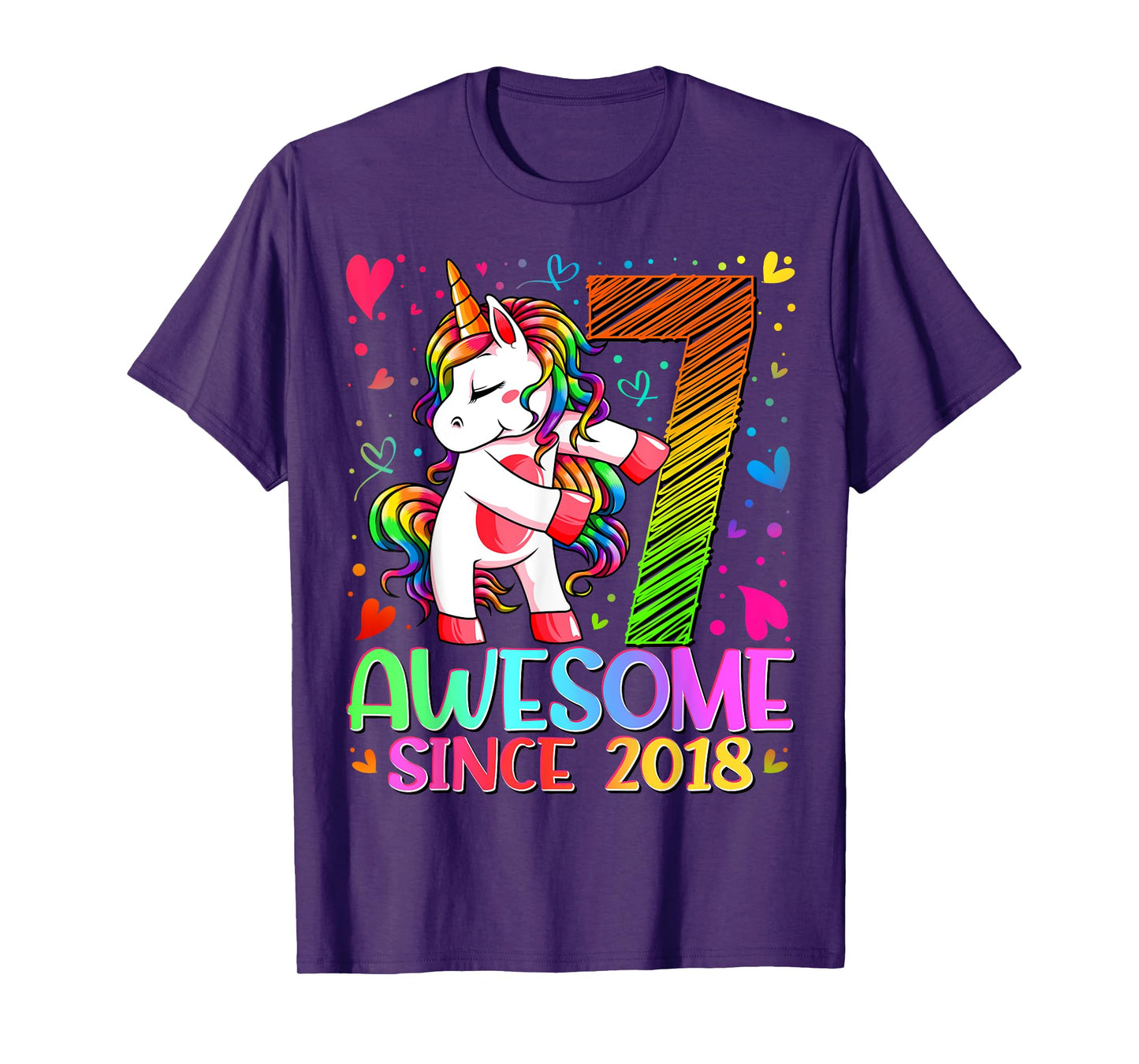 7 Year Old Unicorn Gifts For Girls 7th Birthday Girl Party T-Shirt
