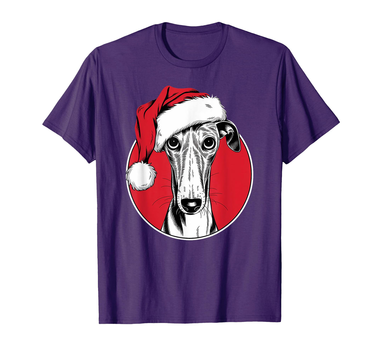 Joyful Greyhound Santa Dog on Greyhound Christmas T-Shirt for Men Women Kids