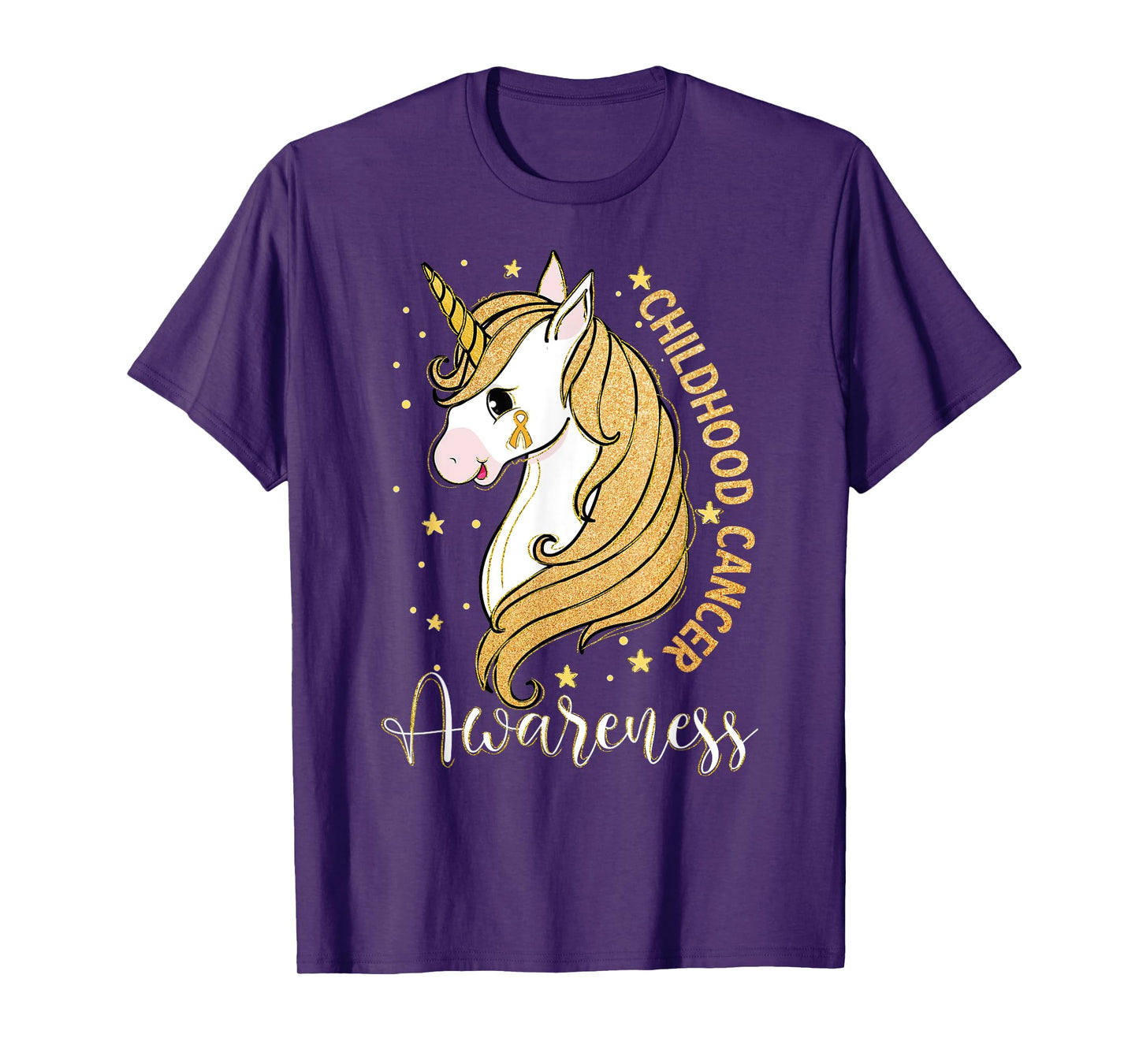 Childhood Cancer Awareness Unicorn Warrior Support Kid Girls T-Shirt