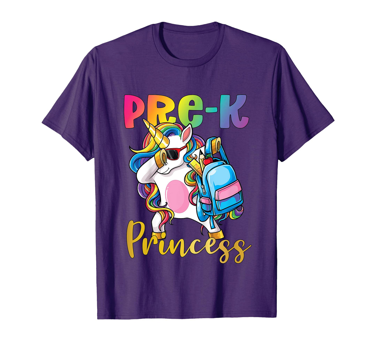 Pre K Princess Dabbing Unicorn Back to School Girls T-Shirt