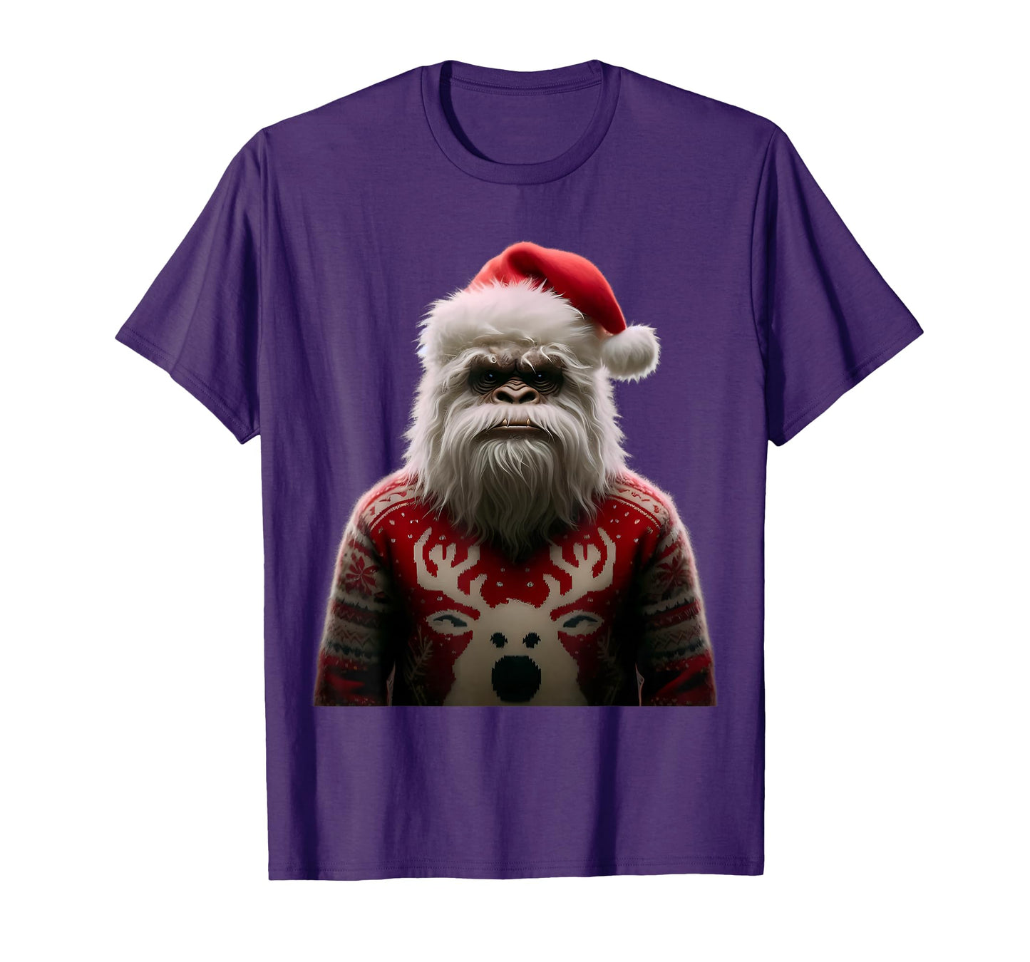 Yeti With Santa Hat Christmas Abominable Snowman Xmas Lover T-Shirt