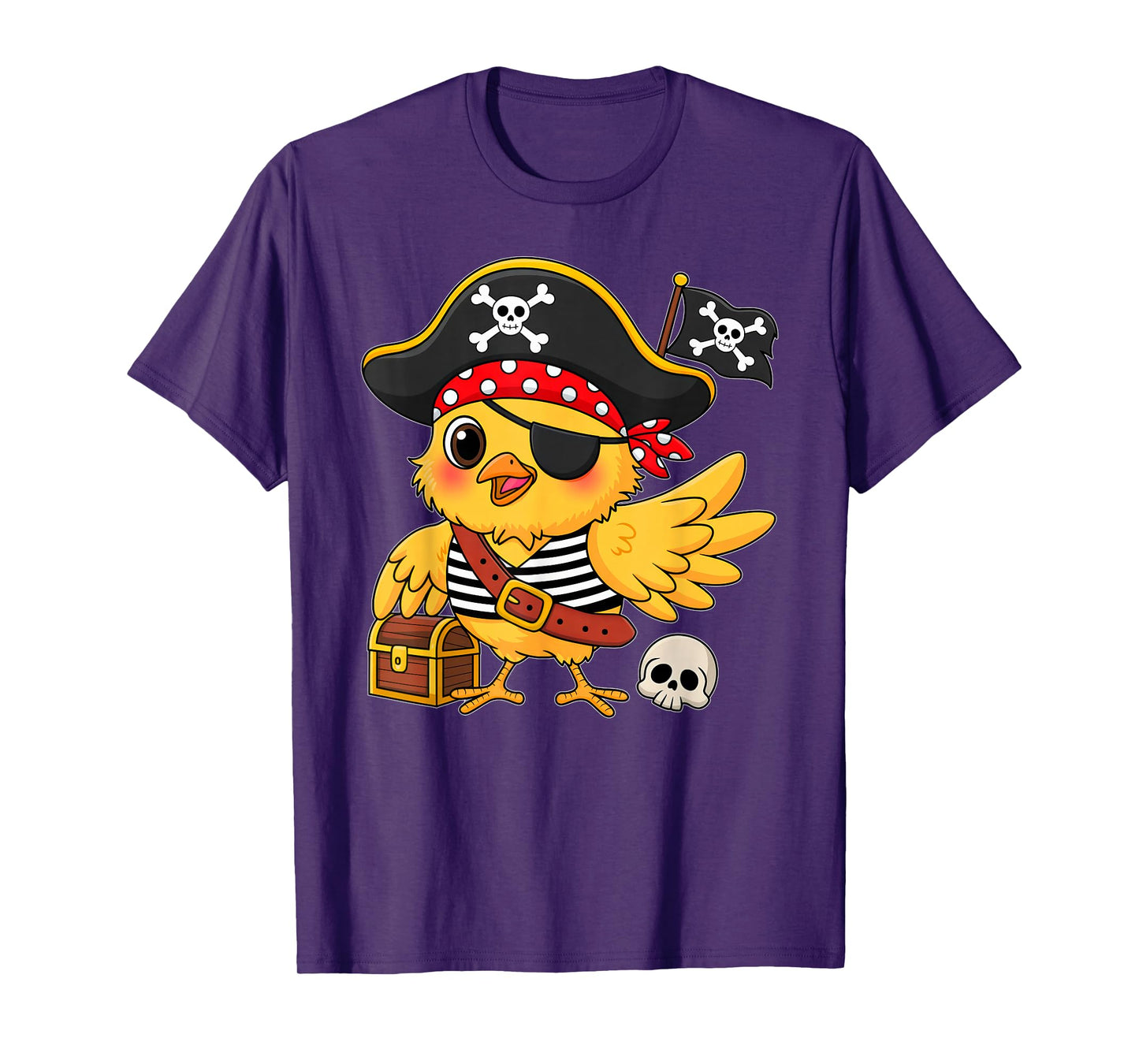 Cute Chicken Pirate Women Boys Girls Kids Halloween Costume T-Shirt