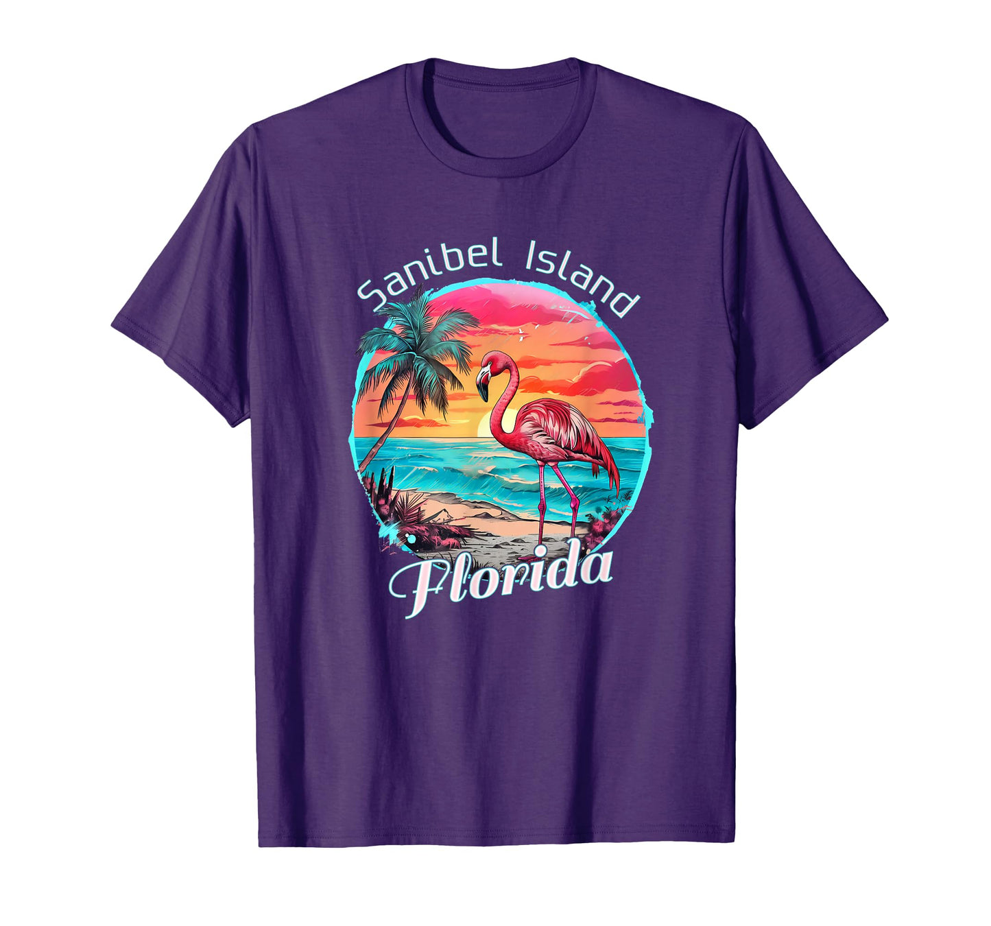 Sanibel Island Florida Beach Flamingo Tropical Souvenir T-Shirt for Men Women Girls Kids