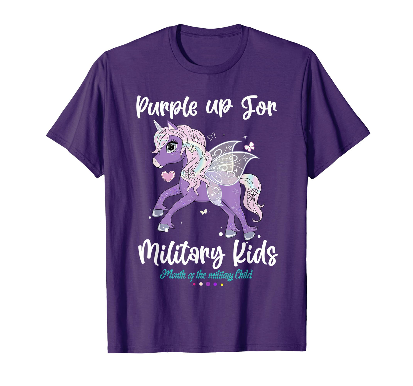 Unicorn Purple up Day For military kids CHILD Purple Up 2022 T-Shirt