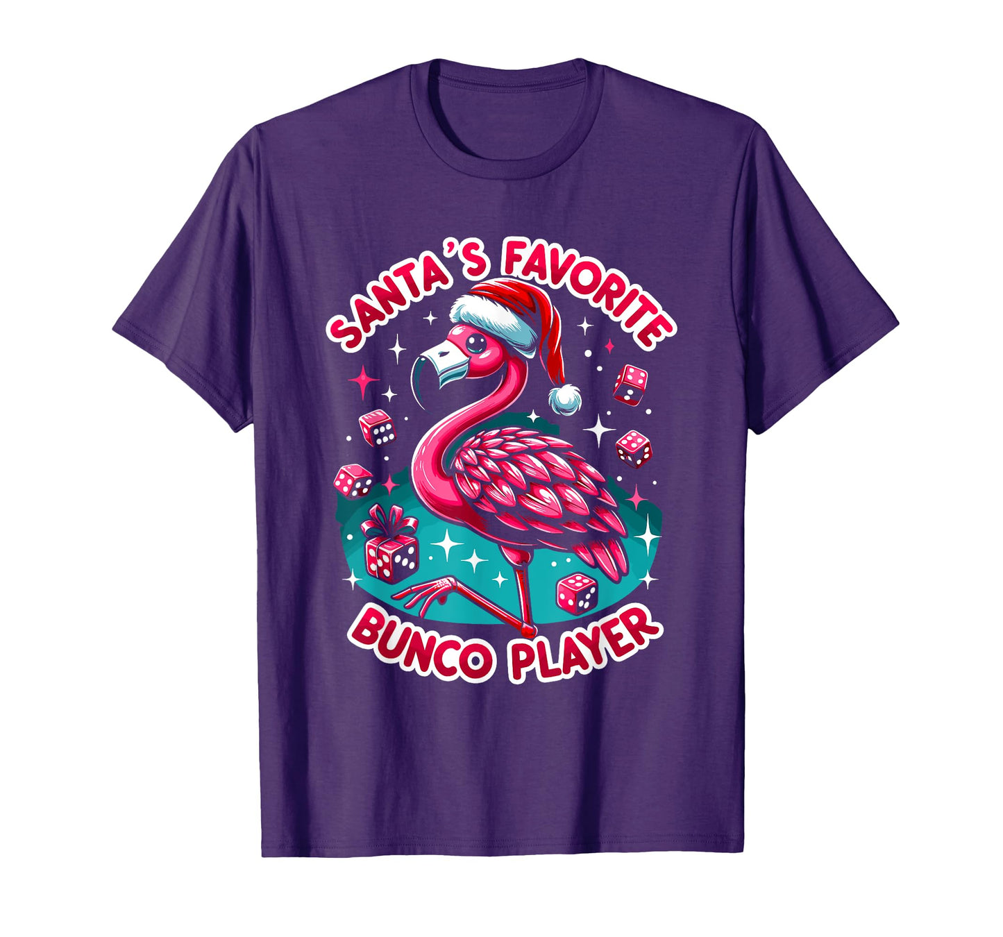 Christmas Flamingo Bunco Group Bunco Player T-Shirt