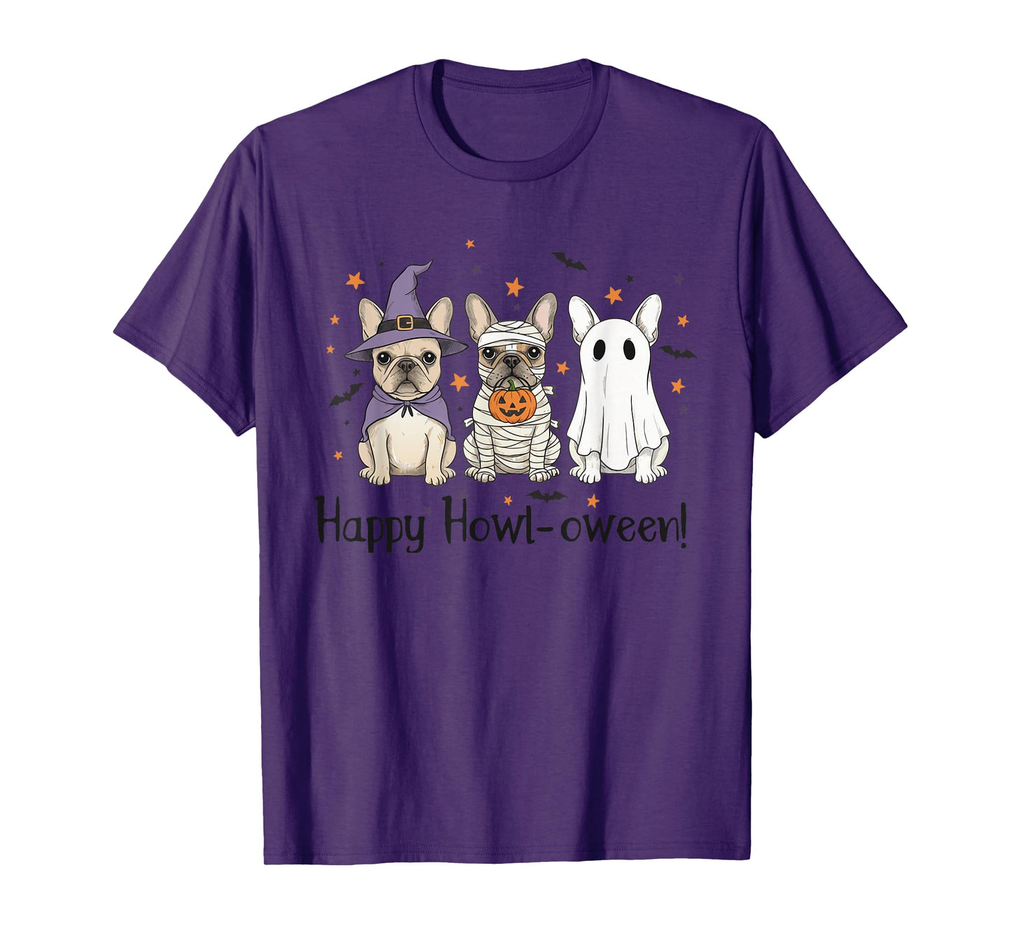 French Bulldog Halloween Happy Howl-oween Witch Mummy Ghost T-Shirt