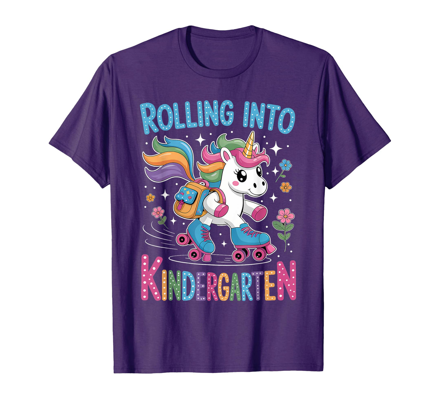 Rolling Into Kindergarten Skate Unicorn Back to School Girls T-Shirt