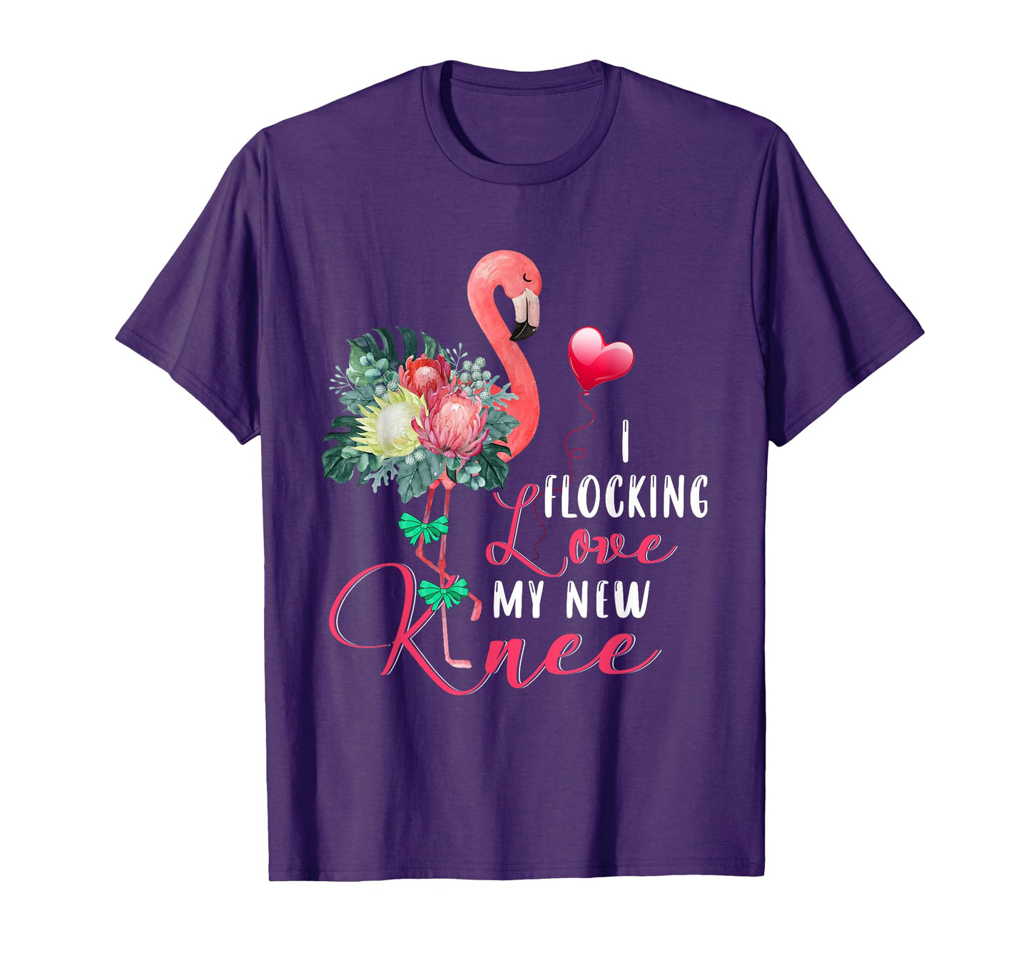 I Flocking Love My New Knee Flamingo Floral Proud New Knee T-Shirt