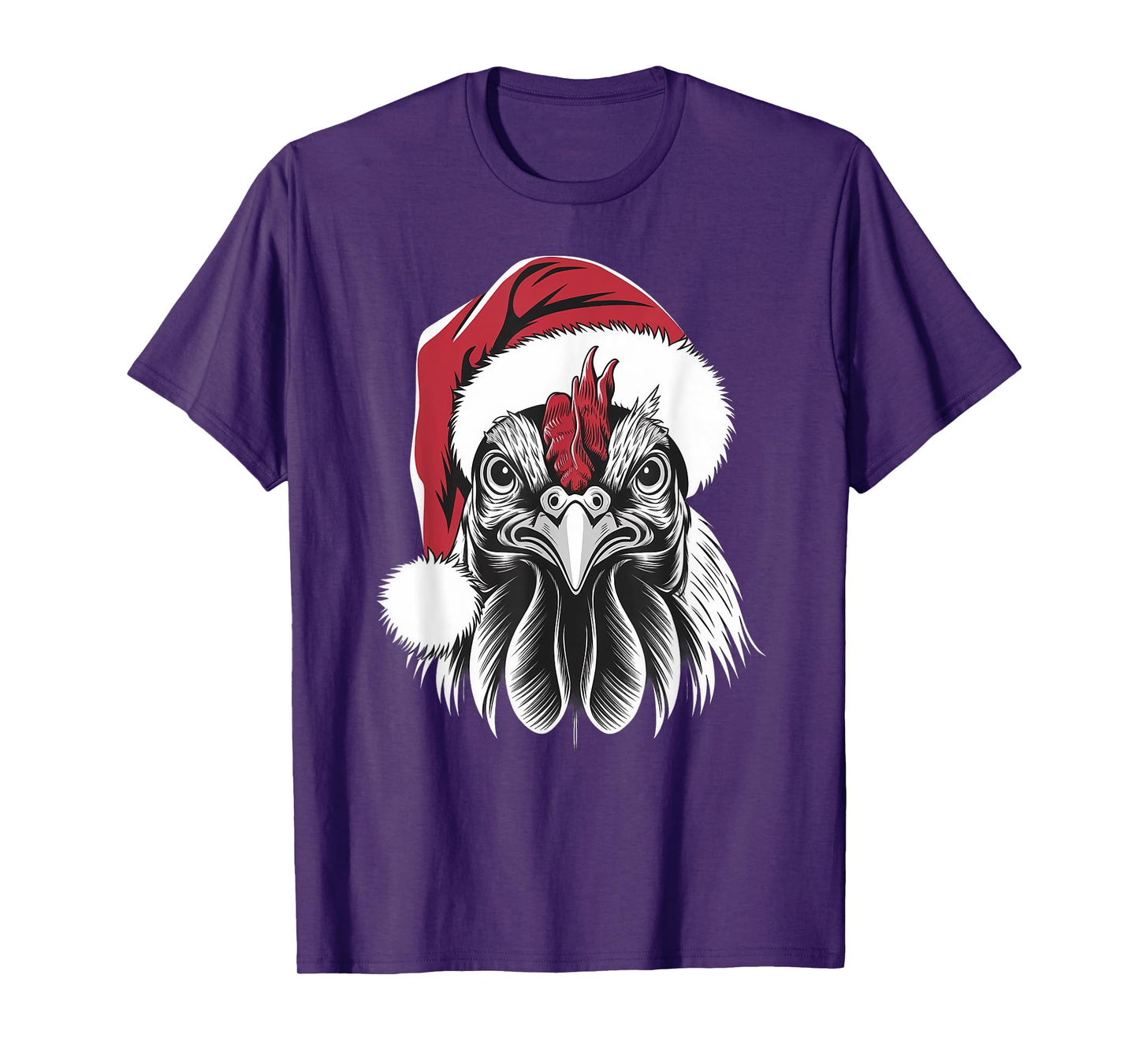 Joyful Rooster Santa on Rooster Christmas T-Shirt