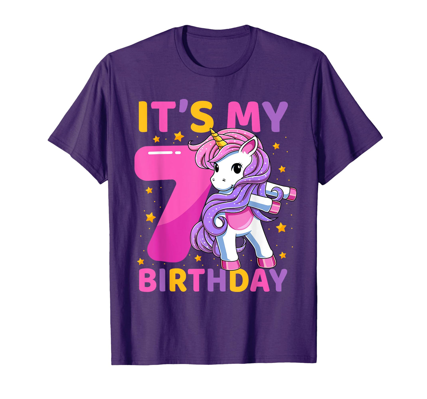 7 Years Old Unicorn Flossing 7th Birthday Party Girls Kids T-Shirt