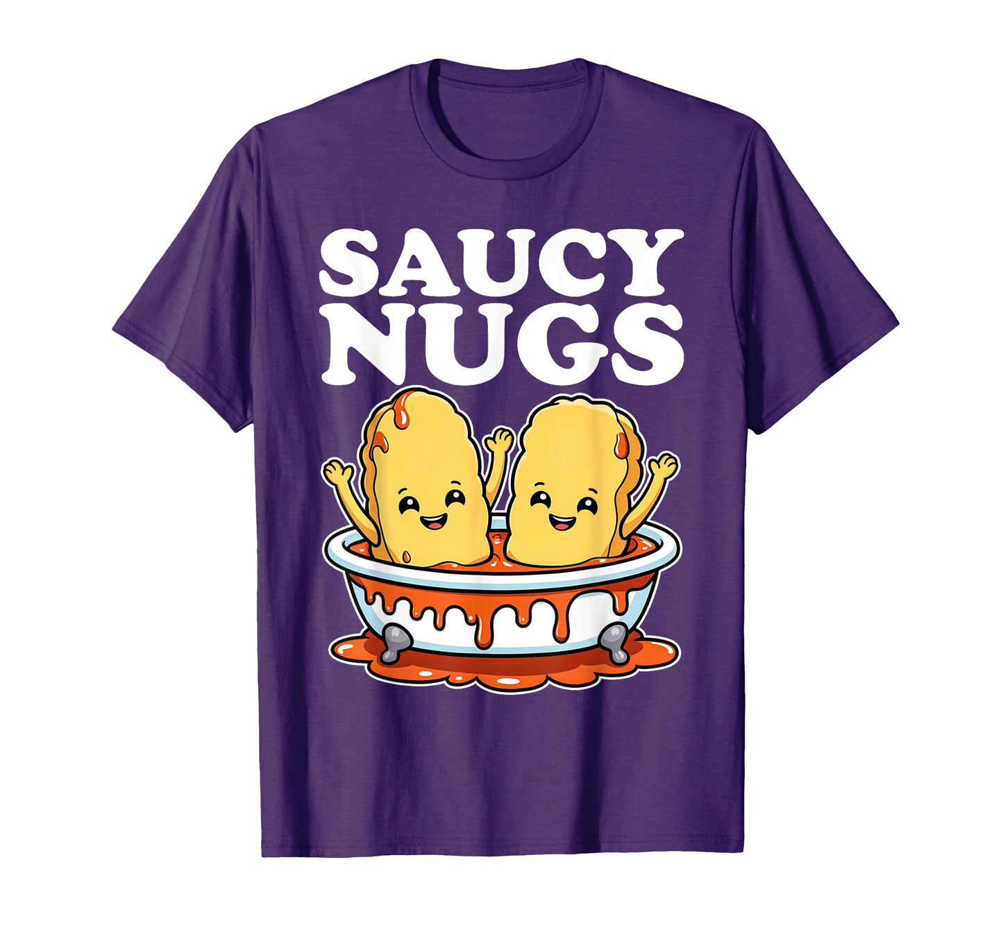 Funny Saucy Nugs Cartoon Food BBQ Sauce Chicken Nuggets T-Shirt