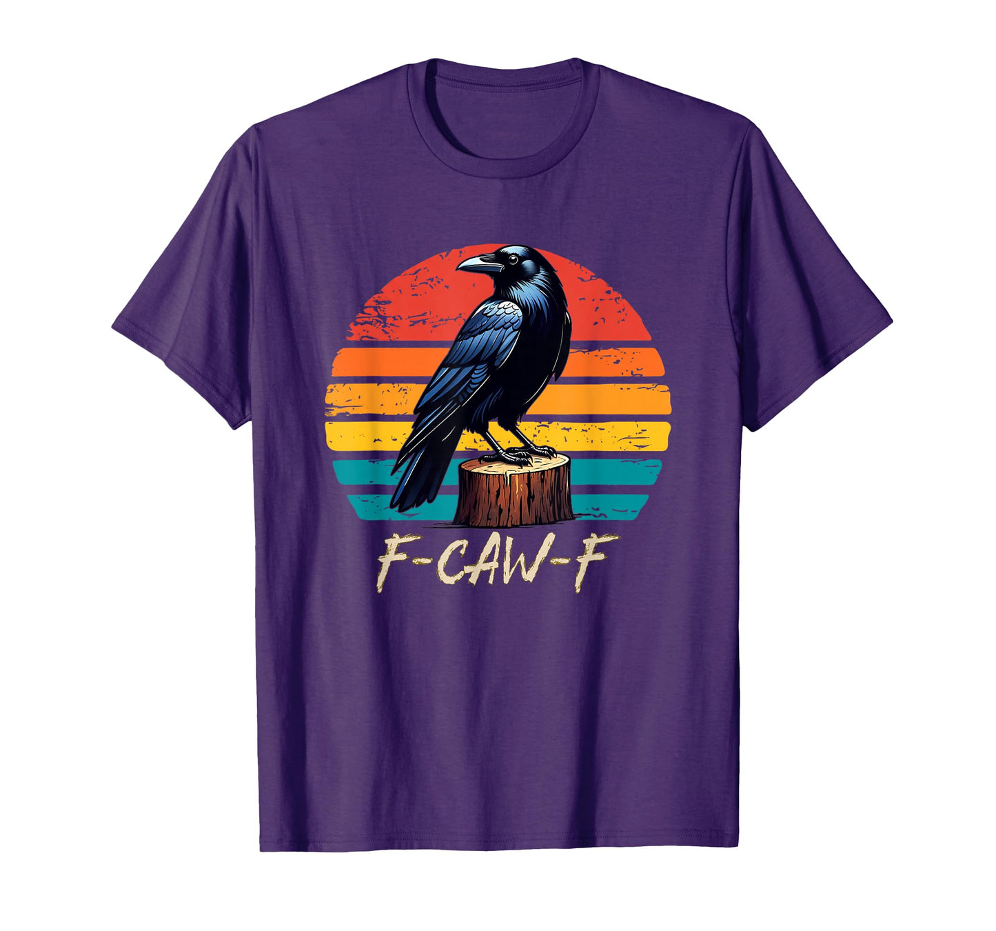 F-Caw-F Black Crow Black Bird Retro Sunset Vintage F-Caw-F T-Shirt