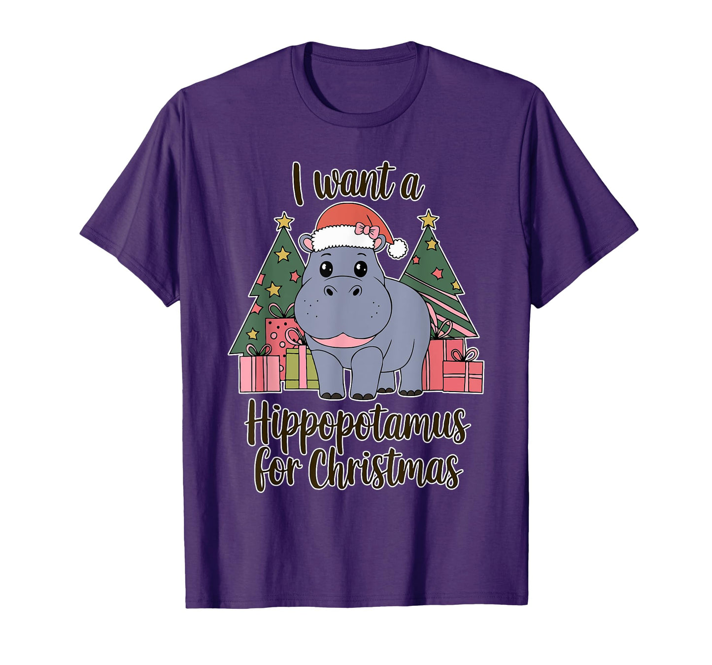 I Want A Hippopotamus For Christmas Xmas Hippo for Kid Women T-Shirt