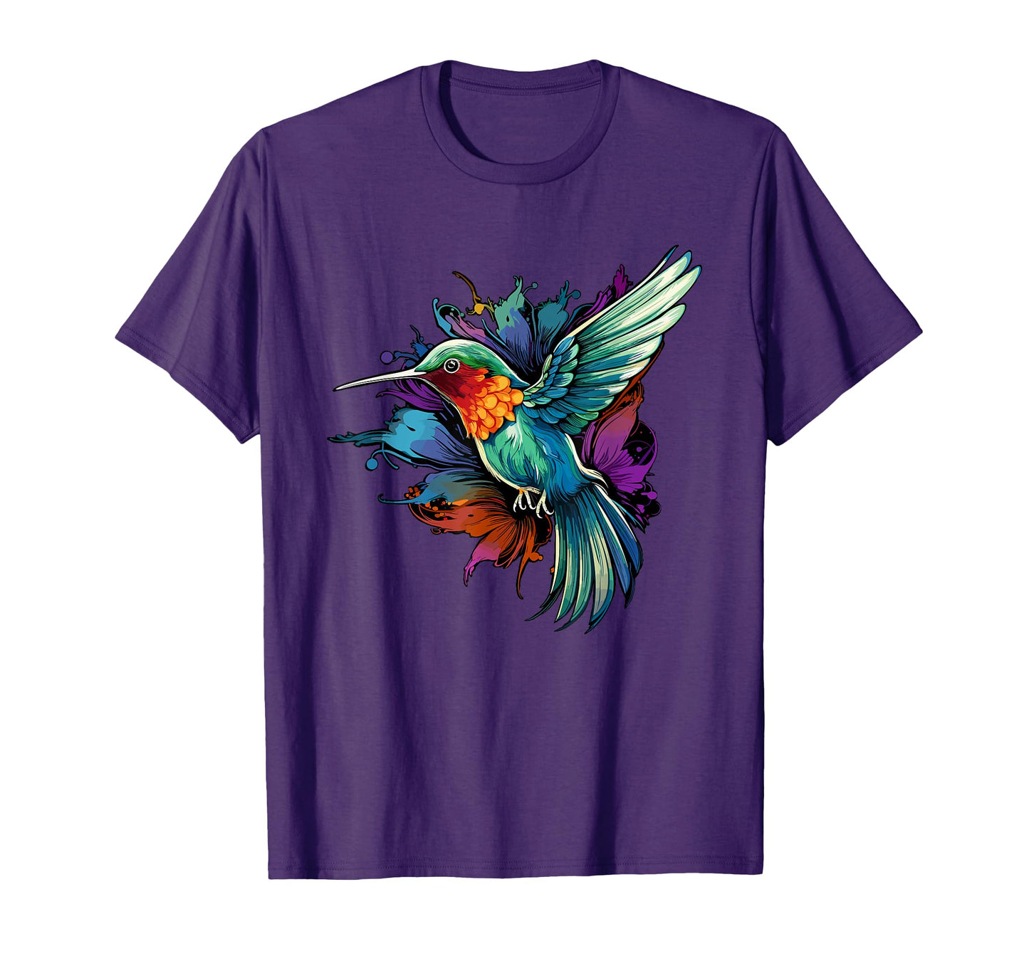 Colorful Hummingbird Art Tie-Dye Bird Watching T-Shirt